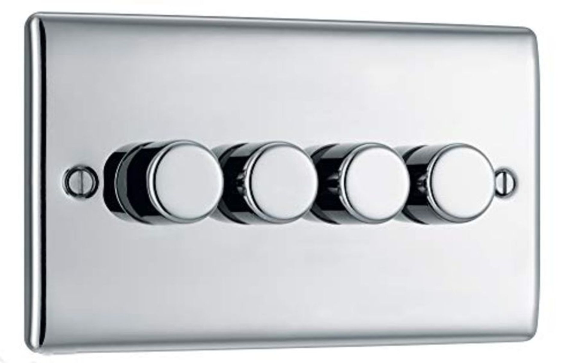 BG Electrical NBS84P-01 Quadruple Dimmer Light Switch, Brushed Steel, 2-Way, 400 Watts
