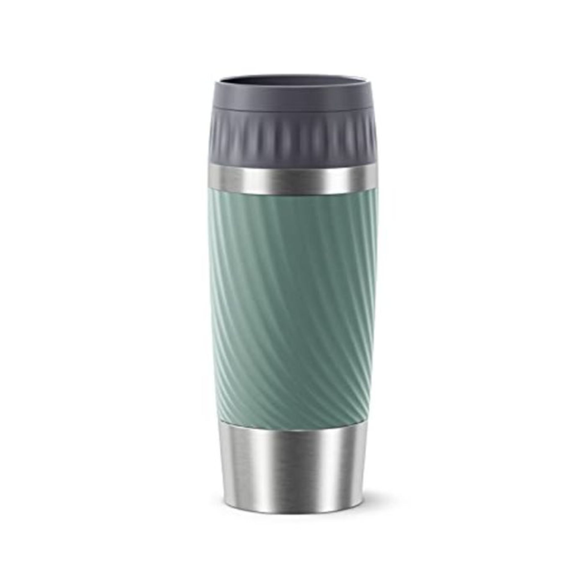 Emsa Easy Twist Travel Mug, Stainless Steel Plastic Silicone, Petrol, 360 ml