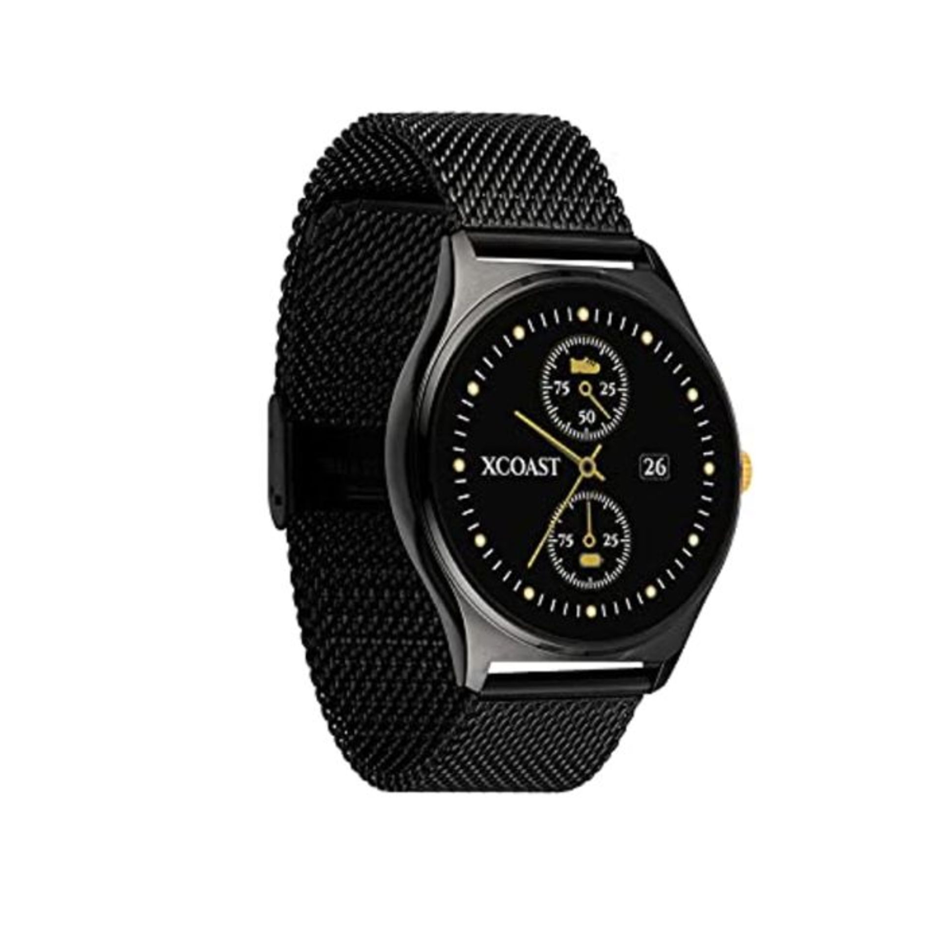 RRP £54.00 X-WATCH Qin XW PRO Dark Mesh-XCOAST Edition iOS & Android-Full Touch Smartwatch, Step