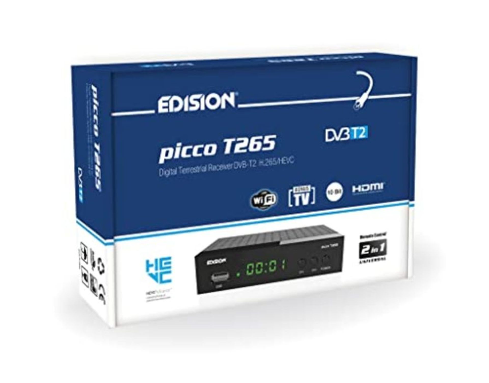 Edision PICCO T265, Full High Definition DVB-T2, H265 HEVC receiver, WiFi support, 2in