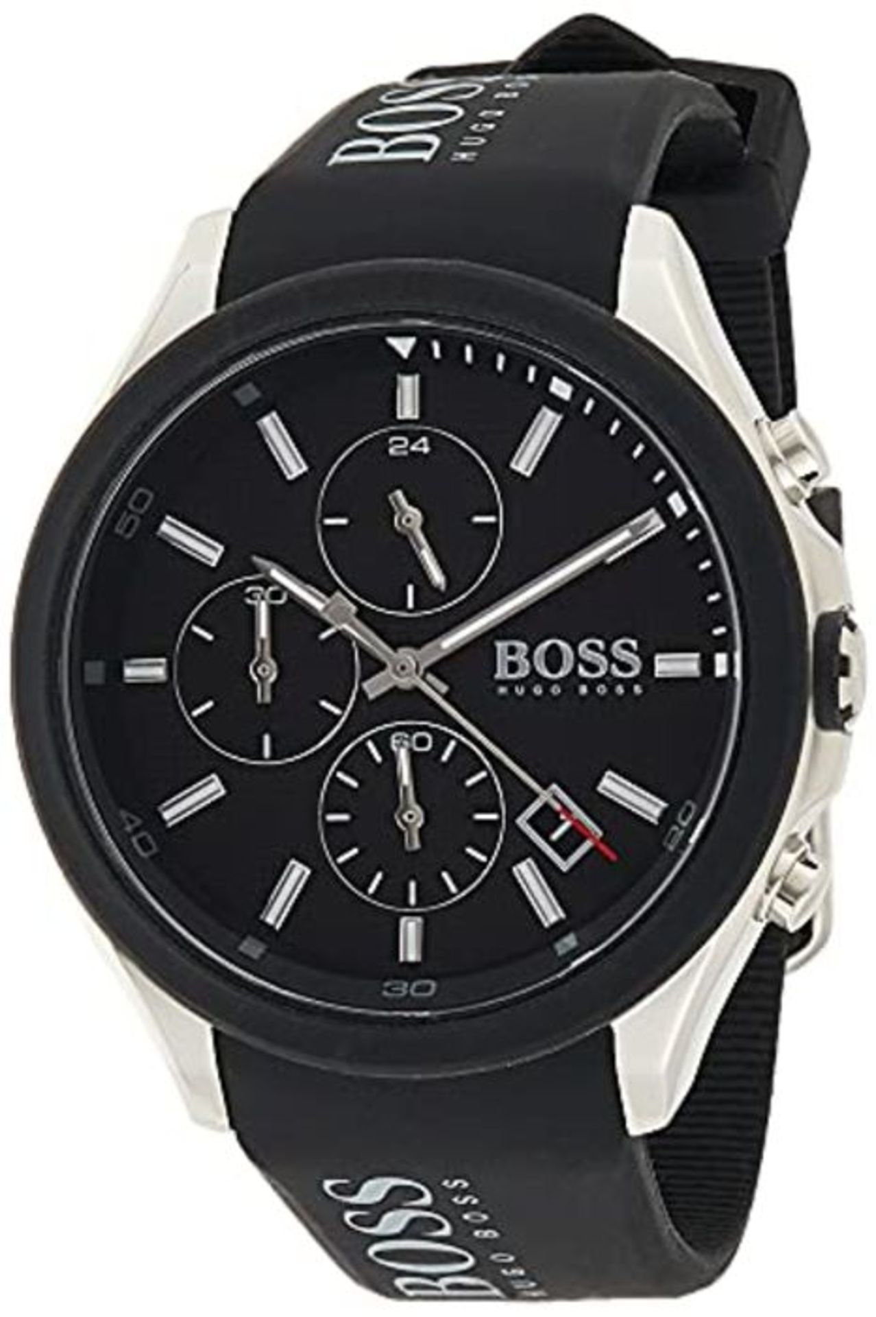 RRP £145.00 BOSS Herren Chronograph Quartz Uhr mit Silikon Armband 1513716