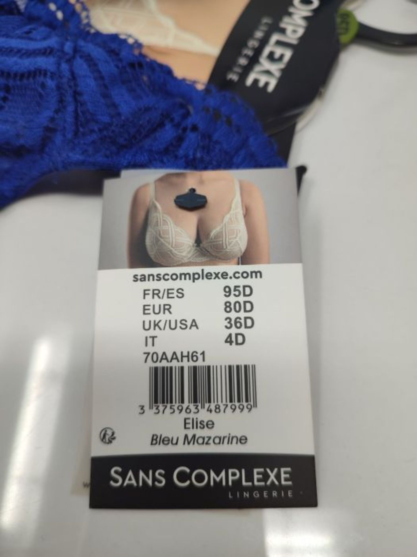 Sans Complexe Women's Elise 70AAH61 Classic Underwired Bra, Bleu Mazarine, 95D - Image 3 of 3