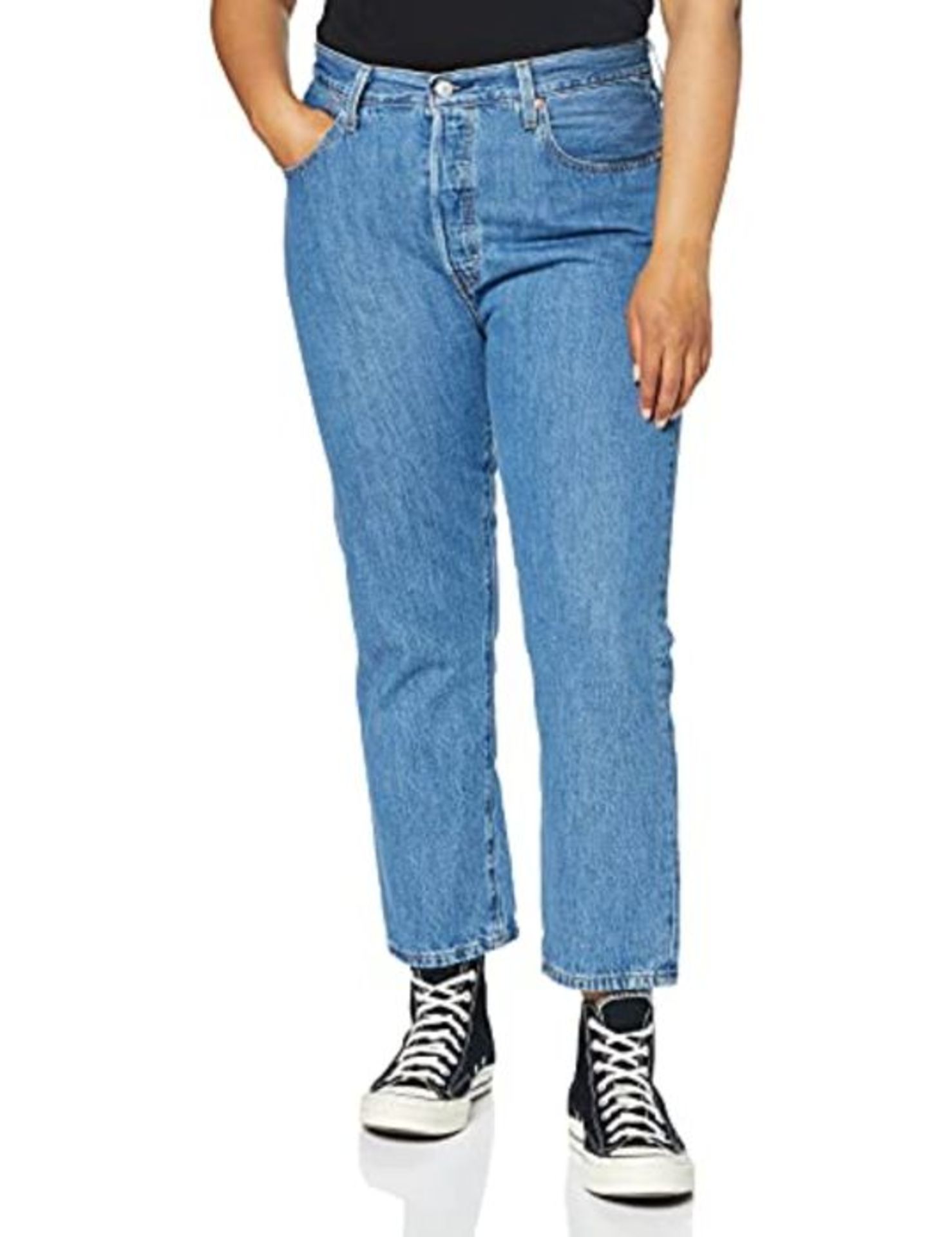 RRP £61.00 Levi's 501 Crop Jeans, Sansome Breeze Stone, 28W / 30L Donna