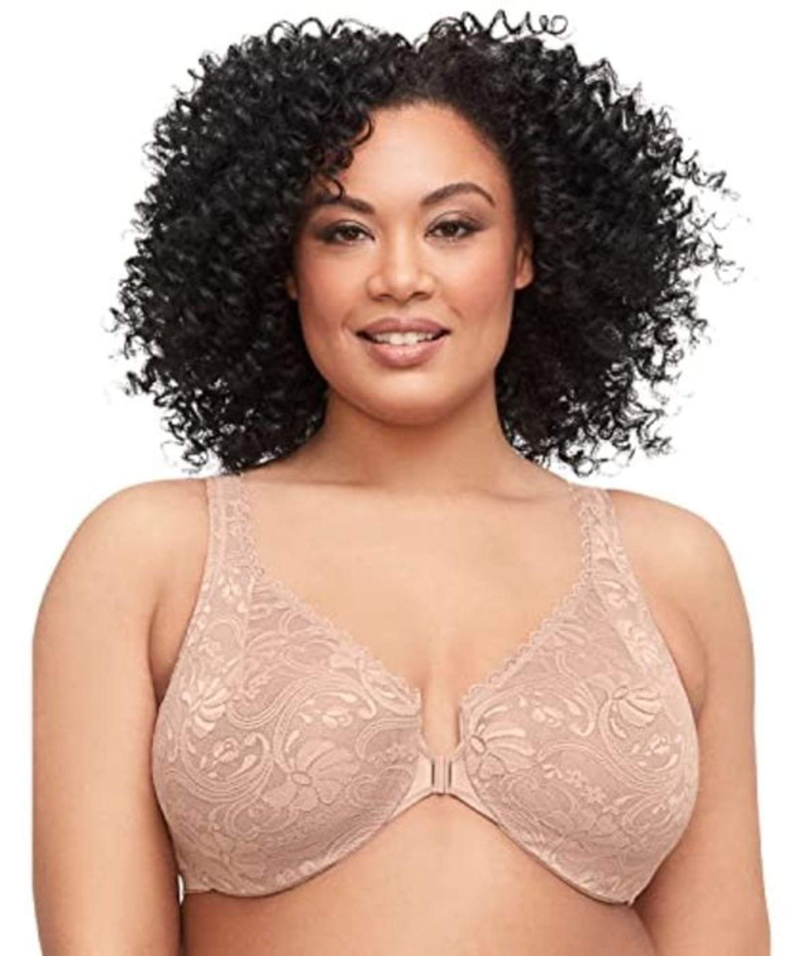 Glamorise Damen Wonderwire-Vorderverschluss-BH mit Stretch-Spitze fÃ¼r groÃxe GrÃ