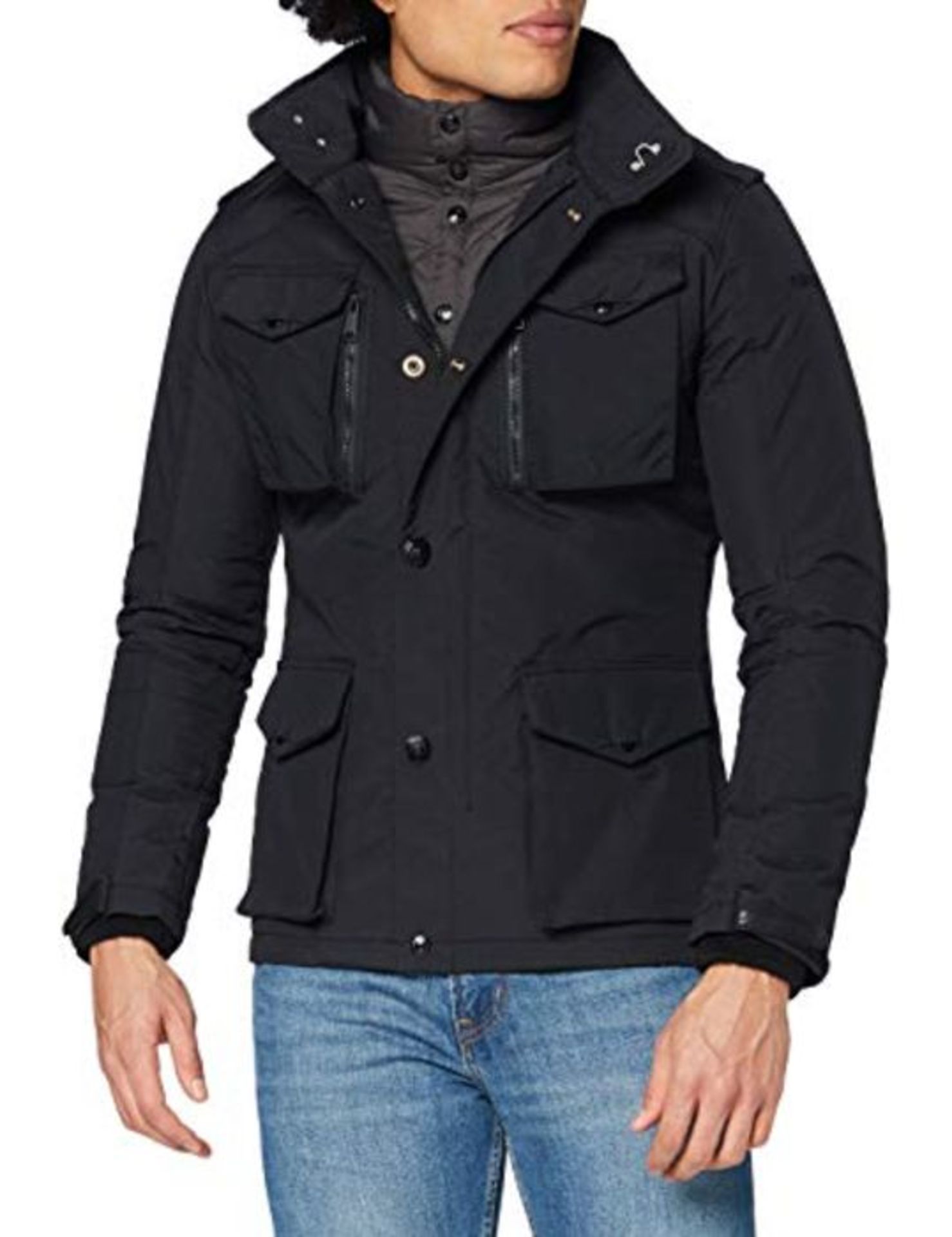 RRP £78.00 Schott (Brand National) - Field Giacca modello parka, a manica lunga Uomo, nero (Black