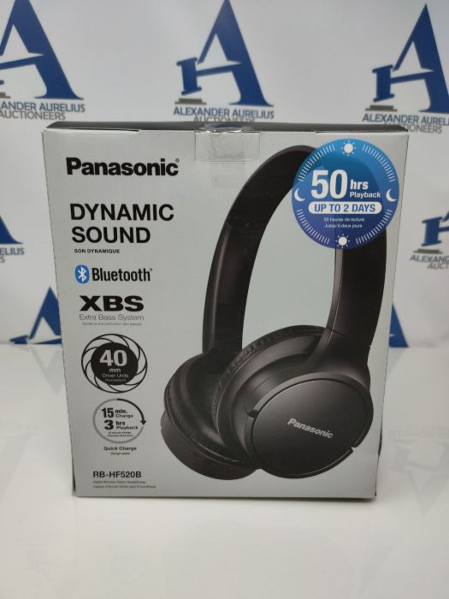 Panasonic RB-HF520BE-K Bluetooth Over-Ear Headphones (Voice Control, Wireless, Up to 5 - Image 2 of 3