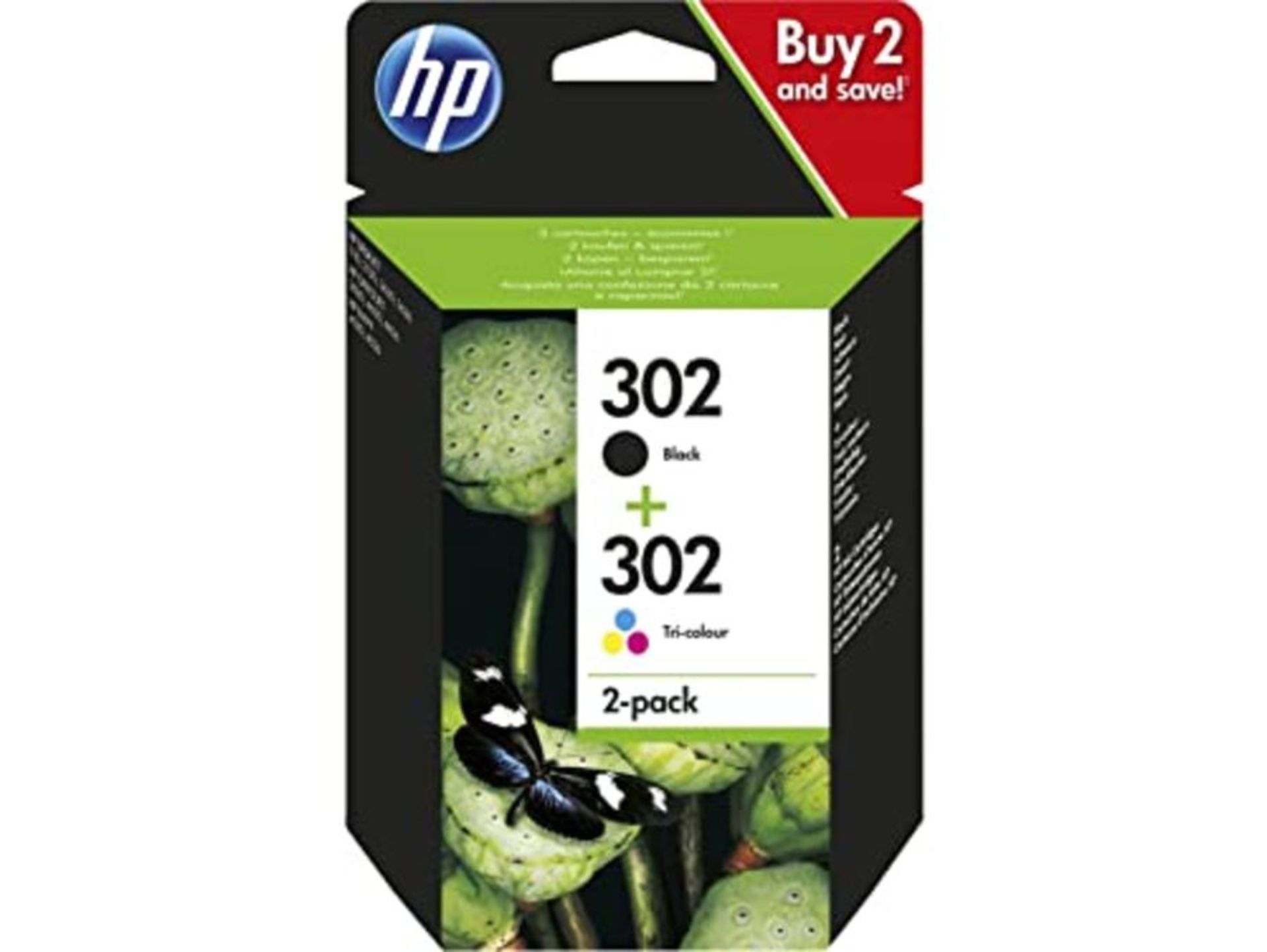 HP X4D37AE 302 Original Ink Cartridges, Black and Tri-colour, Multipack