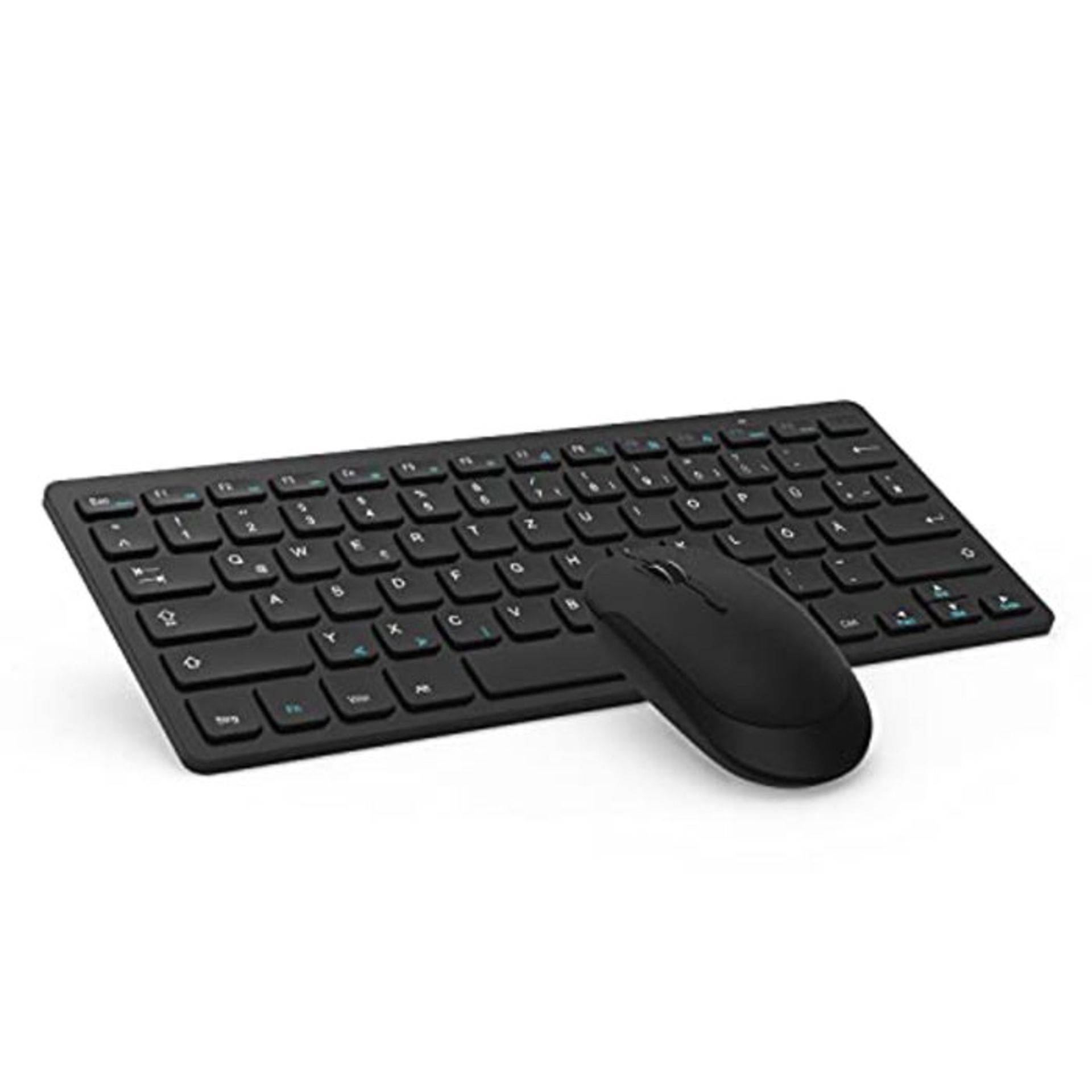 Wireless Keyboard Mouse Set, 2.4G Wireless Quiet Mouse and Compact Keyboard with Germa