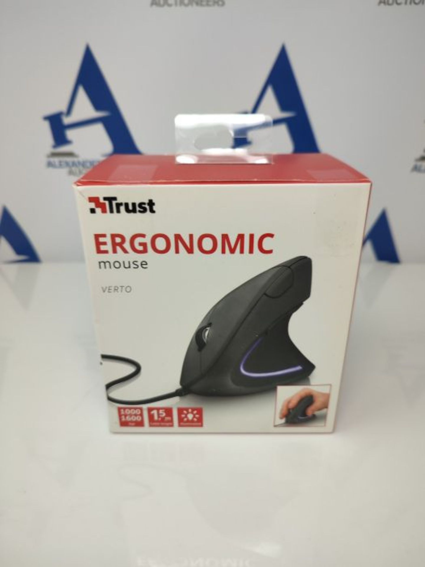 Trust Verto Wired Ergonomic Mouse, Vertical Mouse with LED Illumination, 1000-1600 DPI - Image 2 of 3
