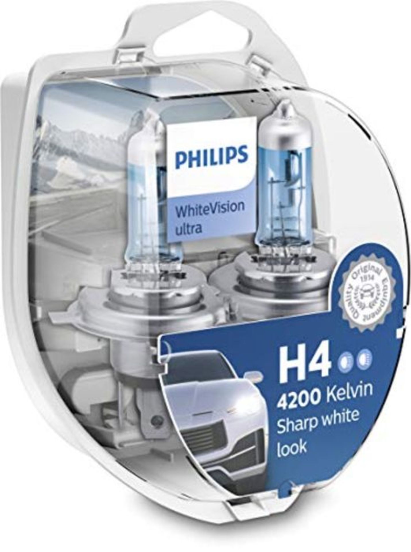 [CRACKED] Philips WhiteVision ultra H4 car headlight bulb, 4.200K, set of 2