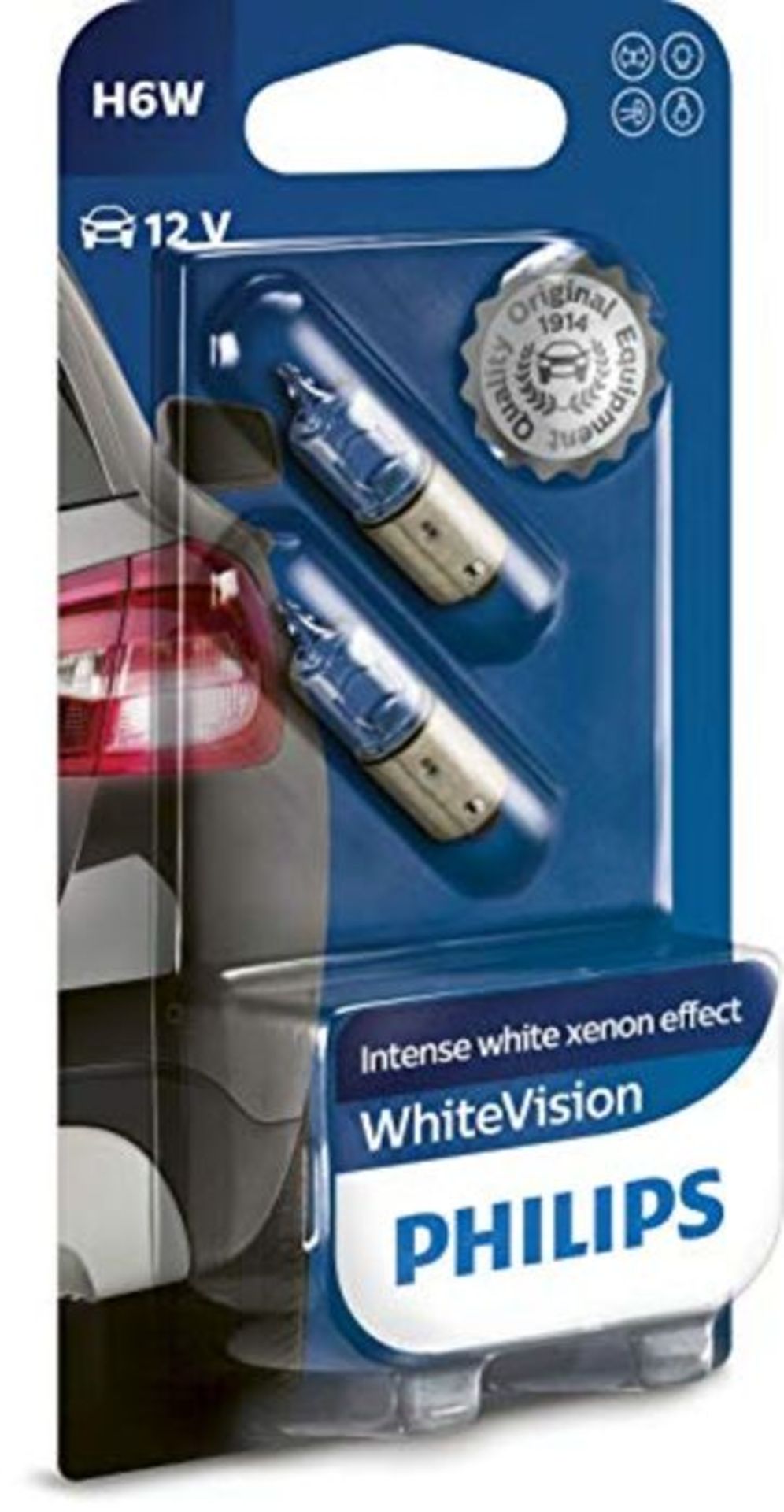 Philips WhiteVision Xenon effect H6W car bulb 12036WHVB2, double blister