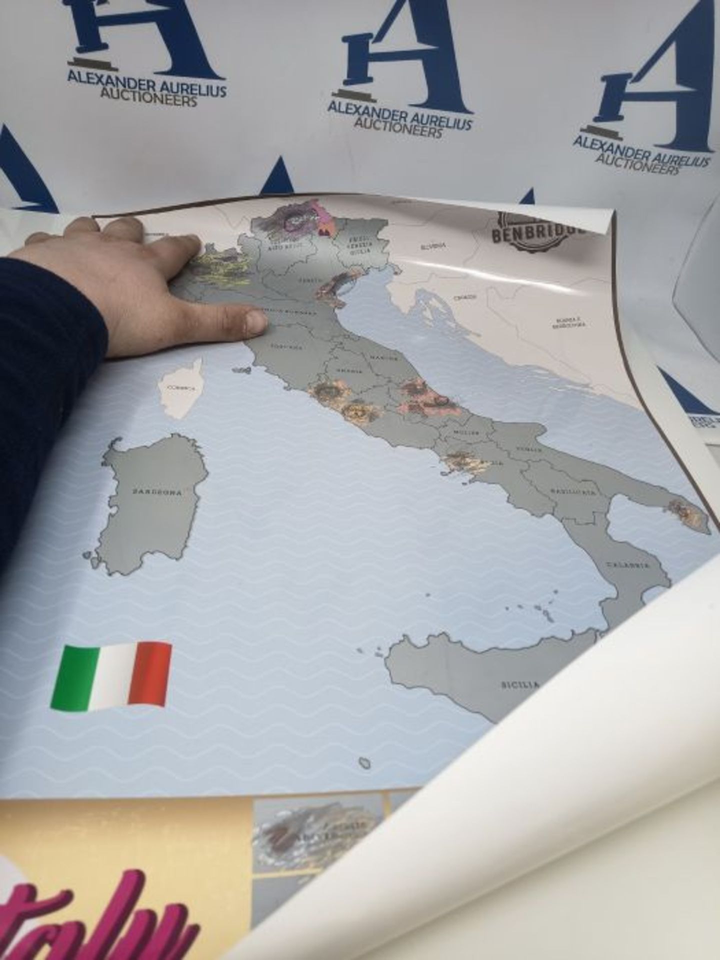 Benbridge, Mappa da Grattare dell'Italia, Cartina Geografica da Parete dell'Italia con - Image 2 of 3