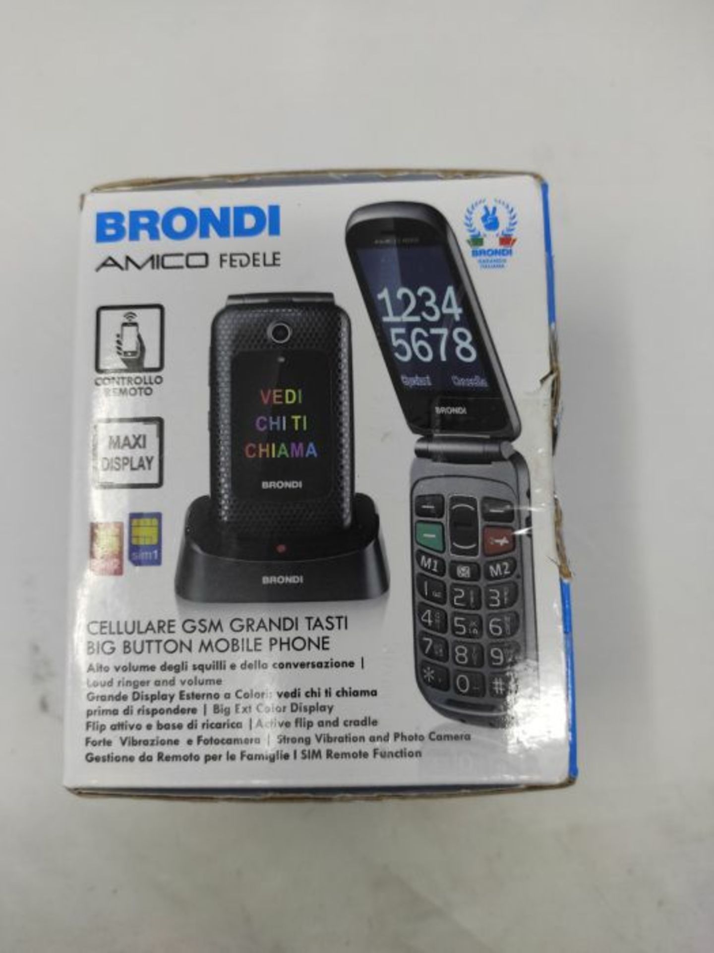 RRP £65.00 Brondi Amico Fedele, Telefono cellulare GSM per anziani con tasti grandi, tasto SOS e - Image 2 of 3