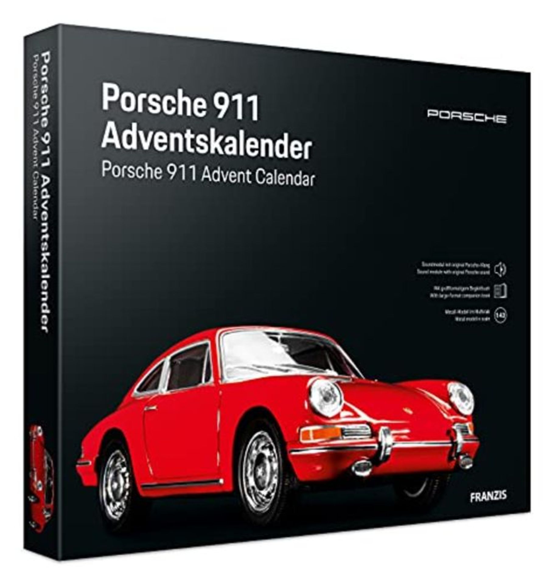 RRP £53.00 Franzis Porsche 911 55199-3 Advent Calendar Red Vehicle Kit Scale 1:43 with Sound Modu