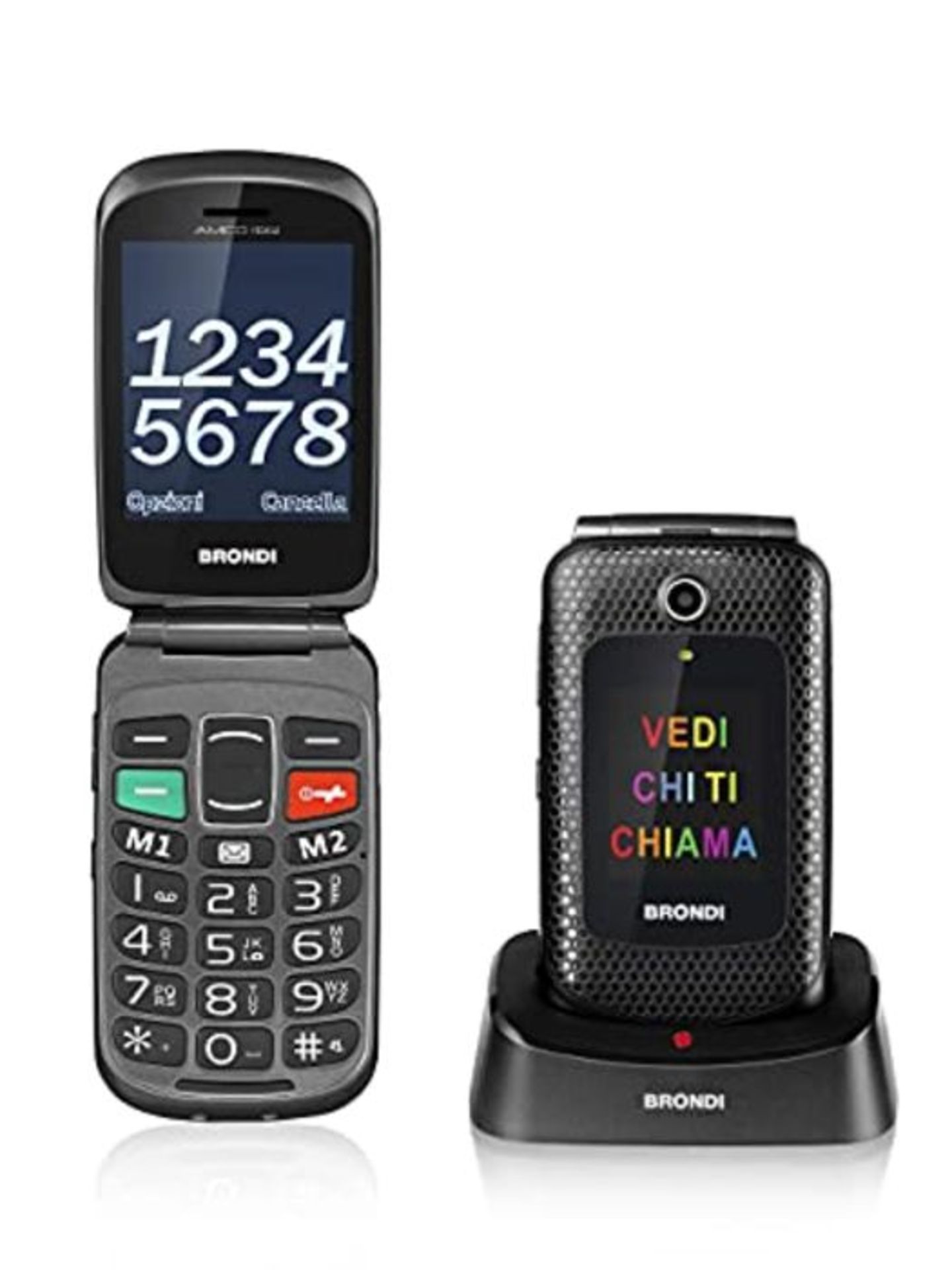 RRP £66.00 Brondi Amico Fedele, Telefono cellulare GSM per anziani con tasti grandi, tasto SOS e