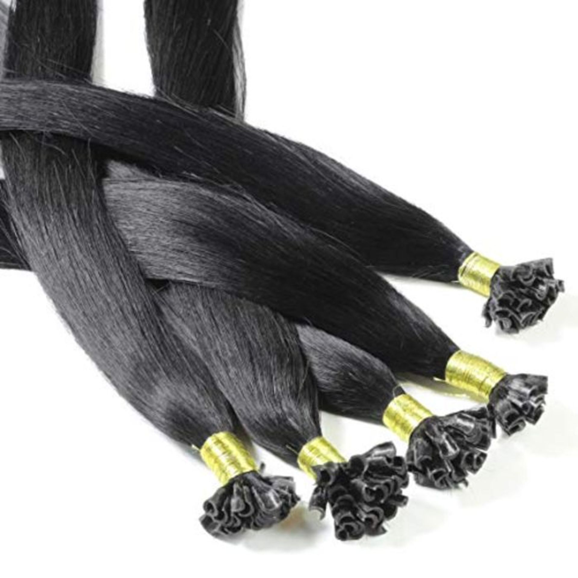 Hair2Heart 25 x 0.5g pre-bonded U-tip strands - 24 ", colour #1 black, straight