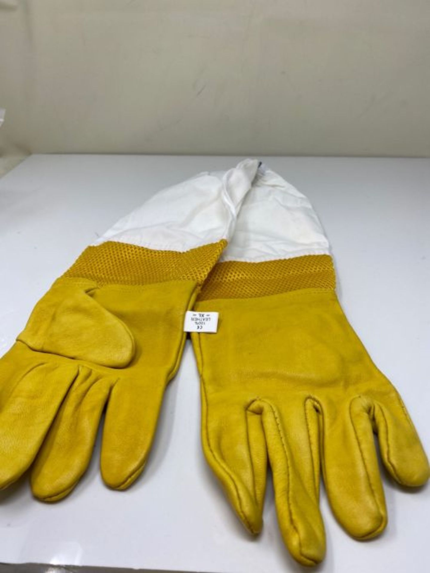 Fuitna Beekeeping Gloves Beekeeping Gloves Goat Leather with Mesh Long Sleeve Breathab - Image 2 of 2