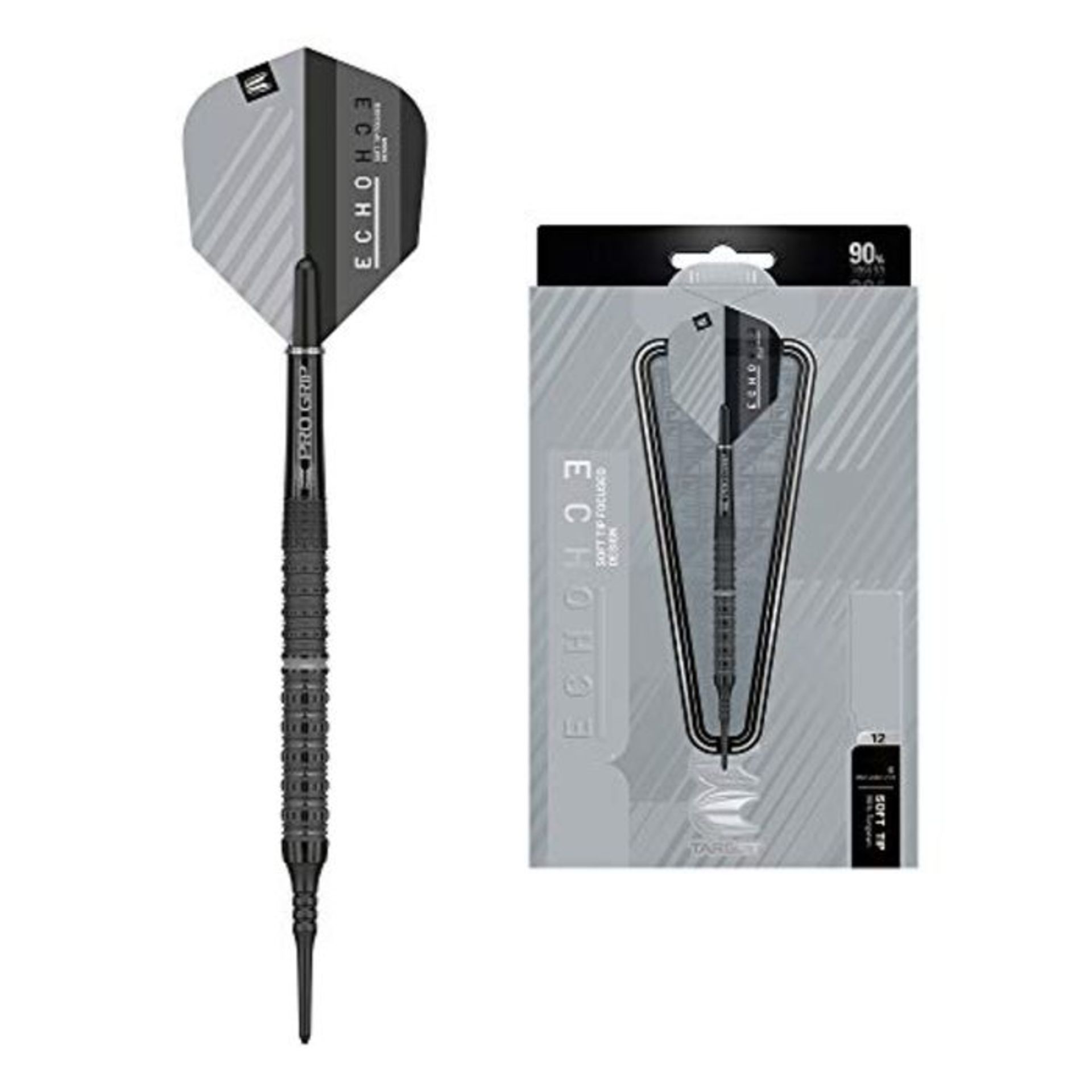 Target Darts Echo 12 90% Wolfram Softdarts-Set (19gr - Dartpfeile), Schwarz und Grau