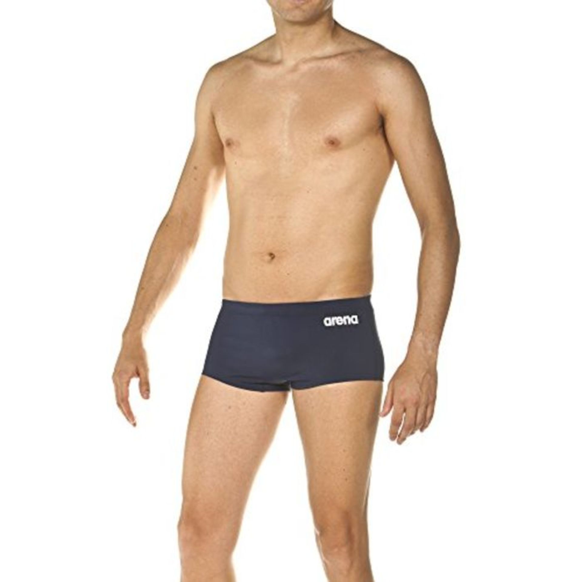 arena Men's Training Solid Squared Swim Trunks, Navy/White, Size 38