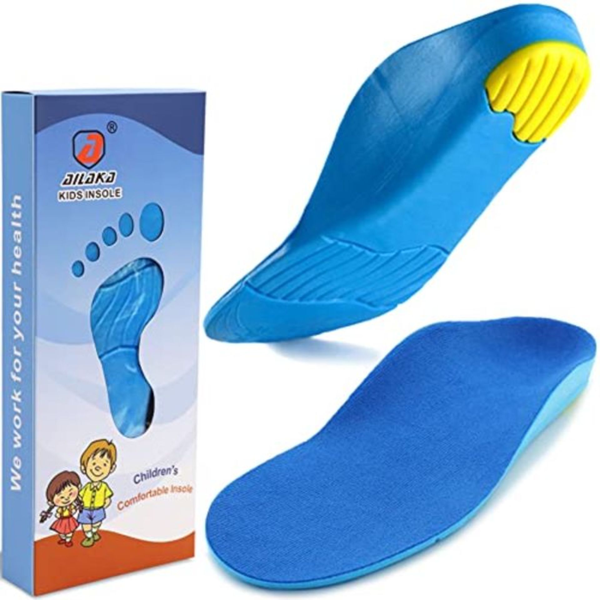 Ailaka Kids Orthotic Cushioning Arch Support Shoe Insoles, Children Pu Foam Inserts fo