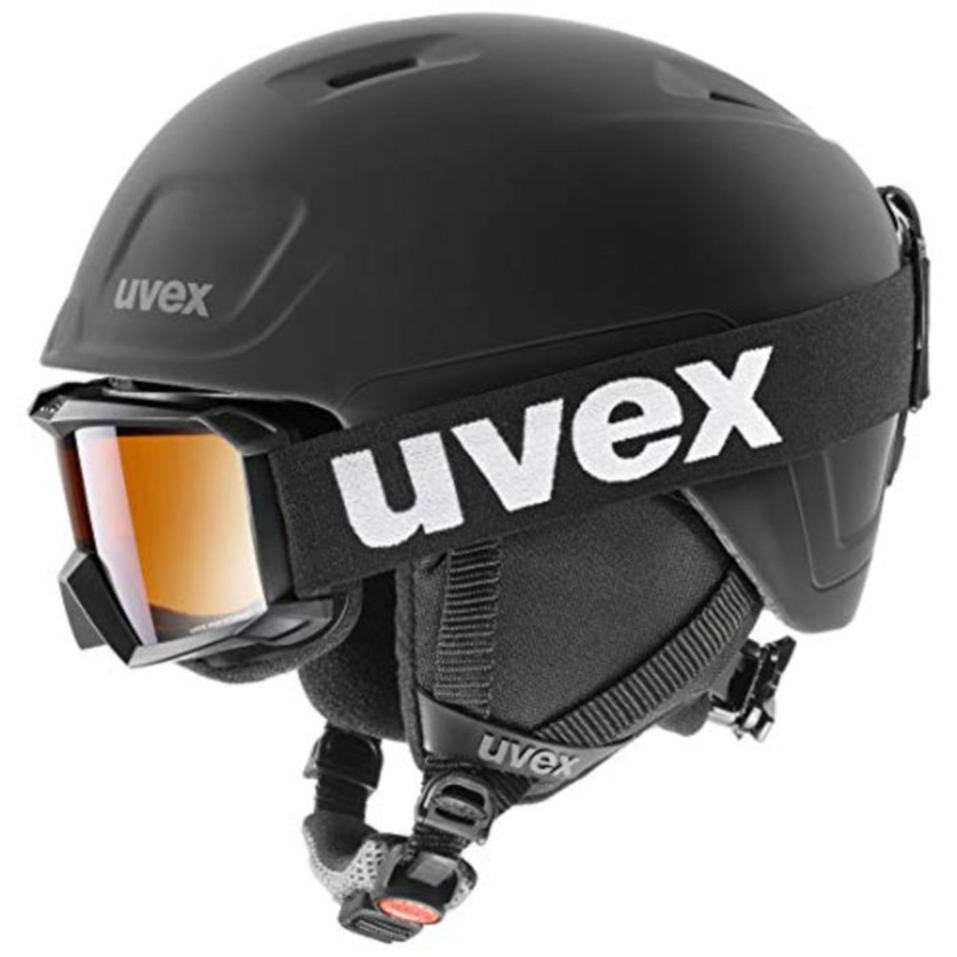 RRP £62.00 uvex Unisex Jugend heyya pro Set Skihelm & Skibrille, black, 54-58 cm