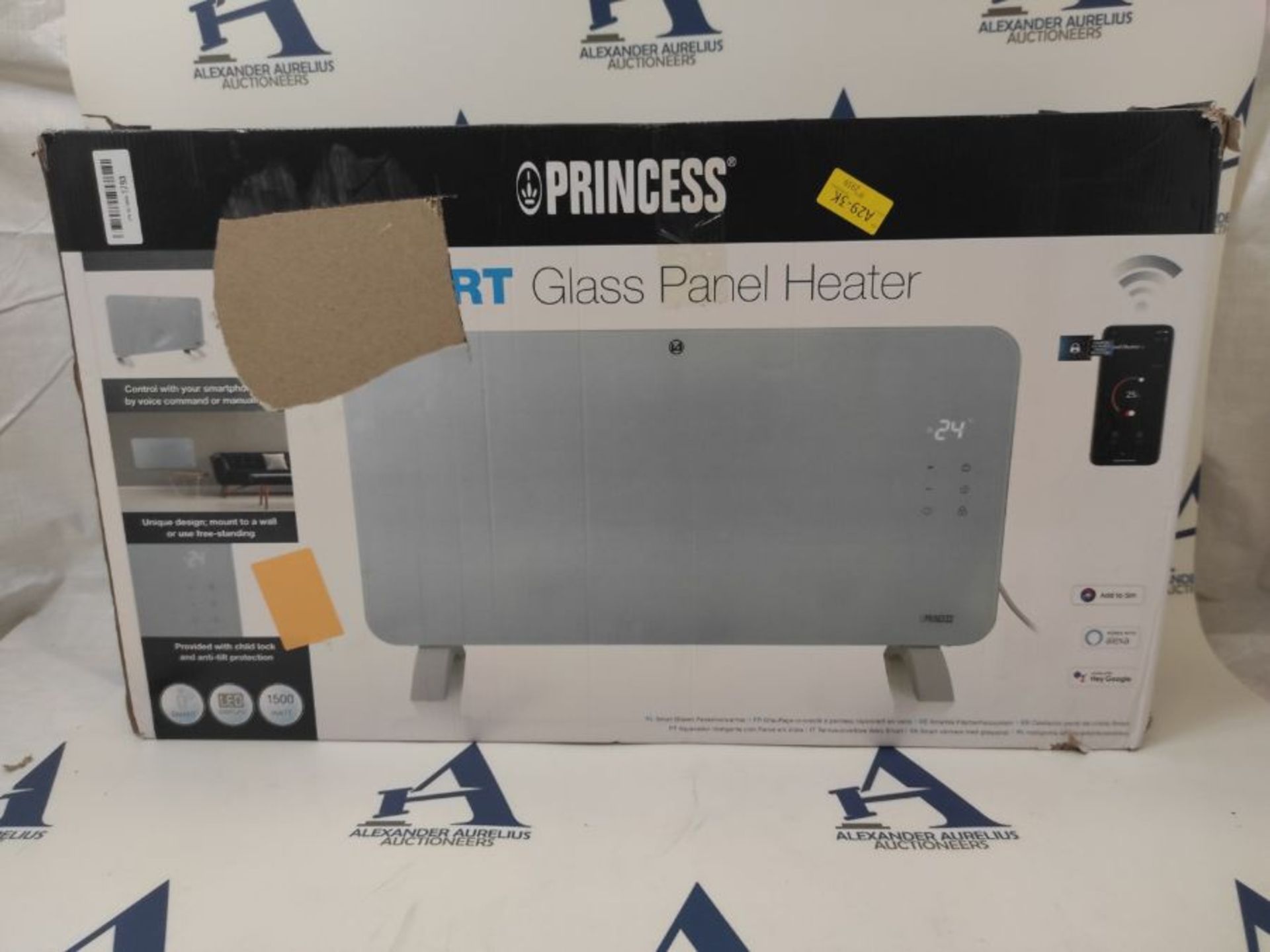 RRP £98.00 Princess Glass Smart Panel Heater, 1500 W, White, Smart Control and Free App, Compatib - Image 2 of 3