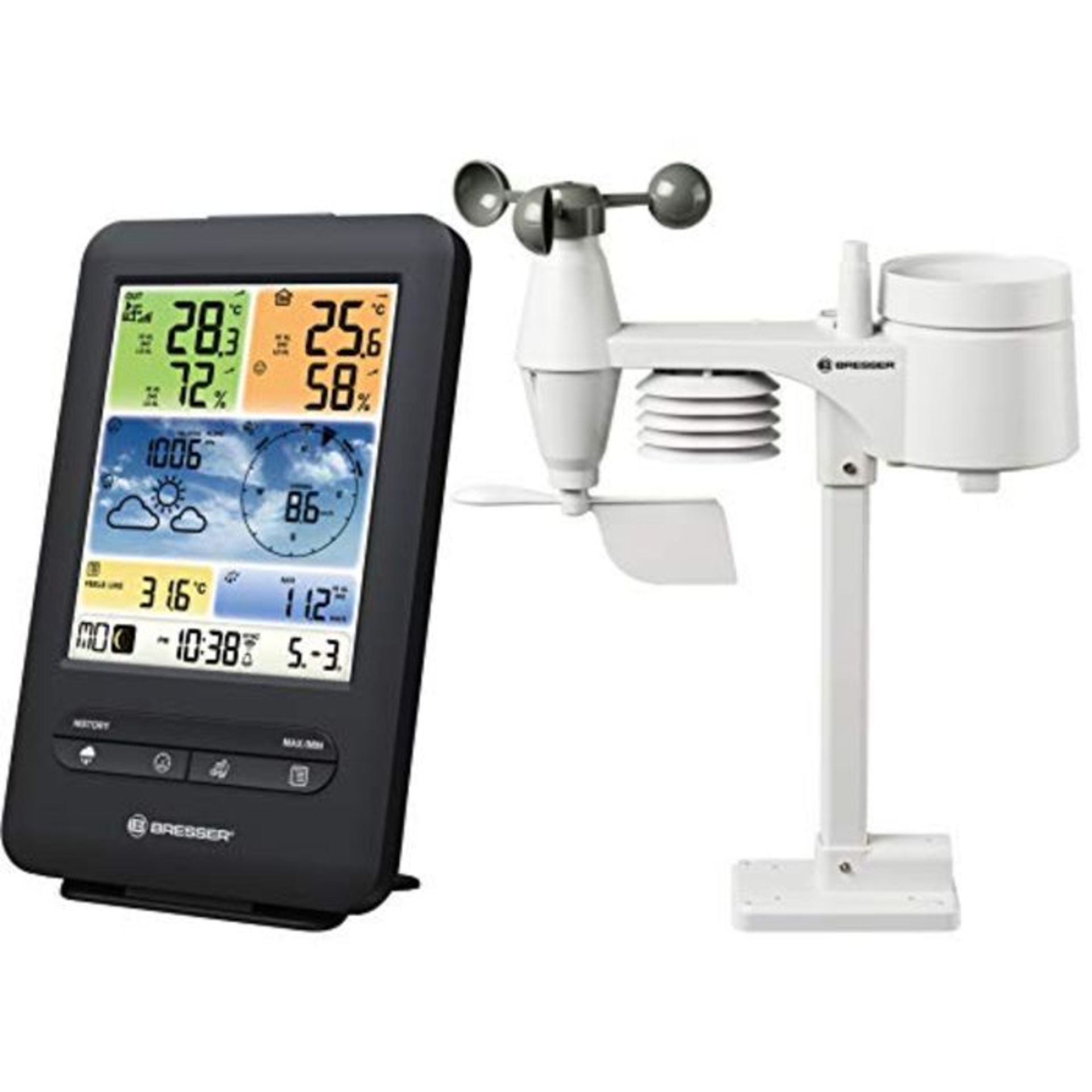 RRP £119.00 Bresser Wetterstation Funk mit AuÃxensensor WLAN Farb-Wetter Center 5-in-1 mit AuÃ?