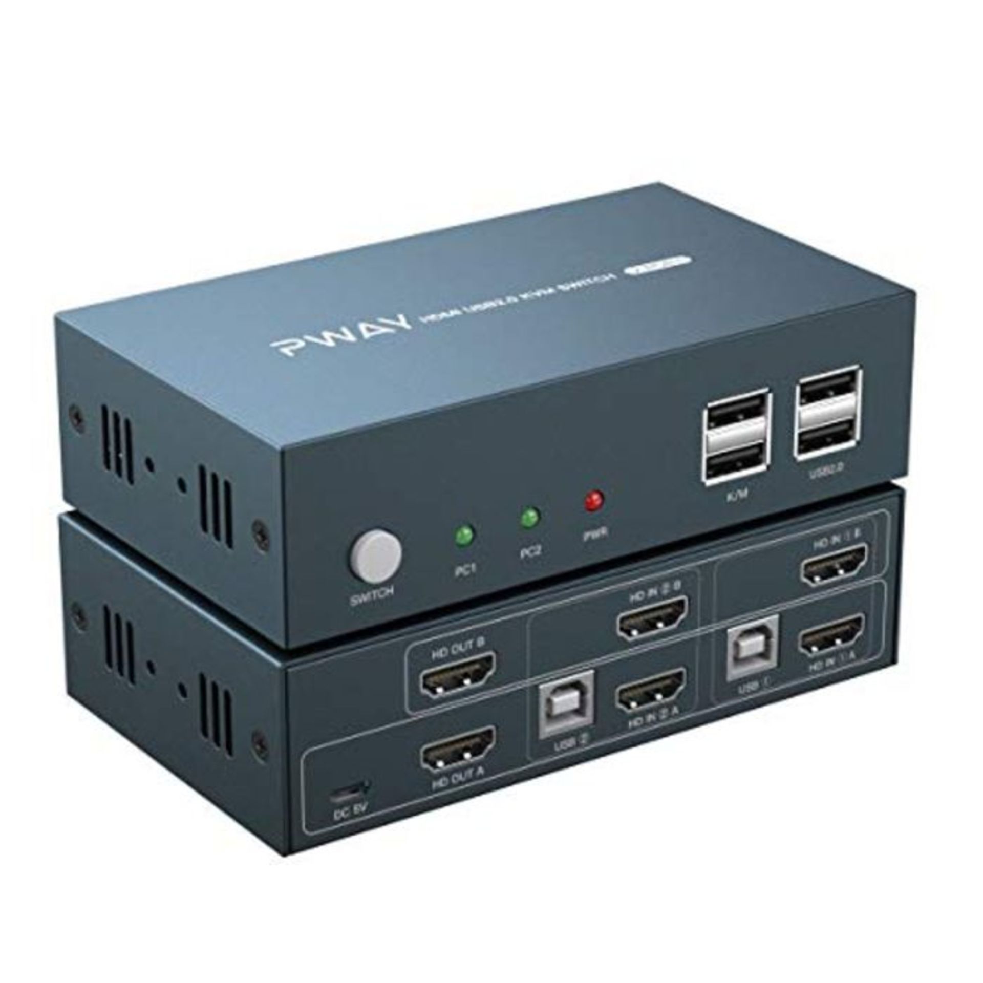 RRP £146.00 PWAY HDMI KVM Switch 2 Port Dual Monitor Support 4K@30Hz Y:U:V: 4:4:4 with 2 PC 5ft HD