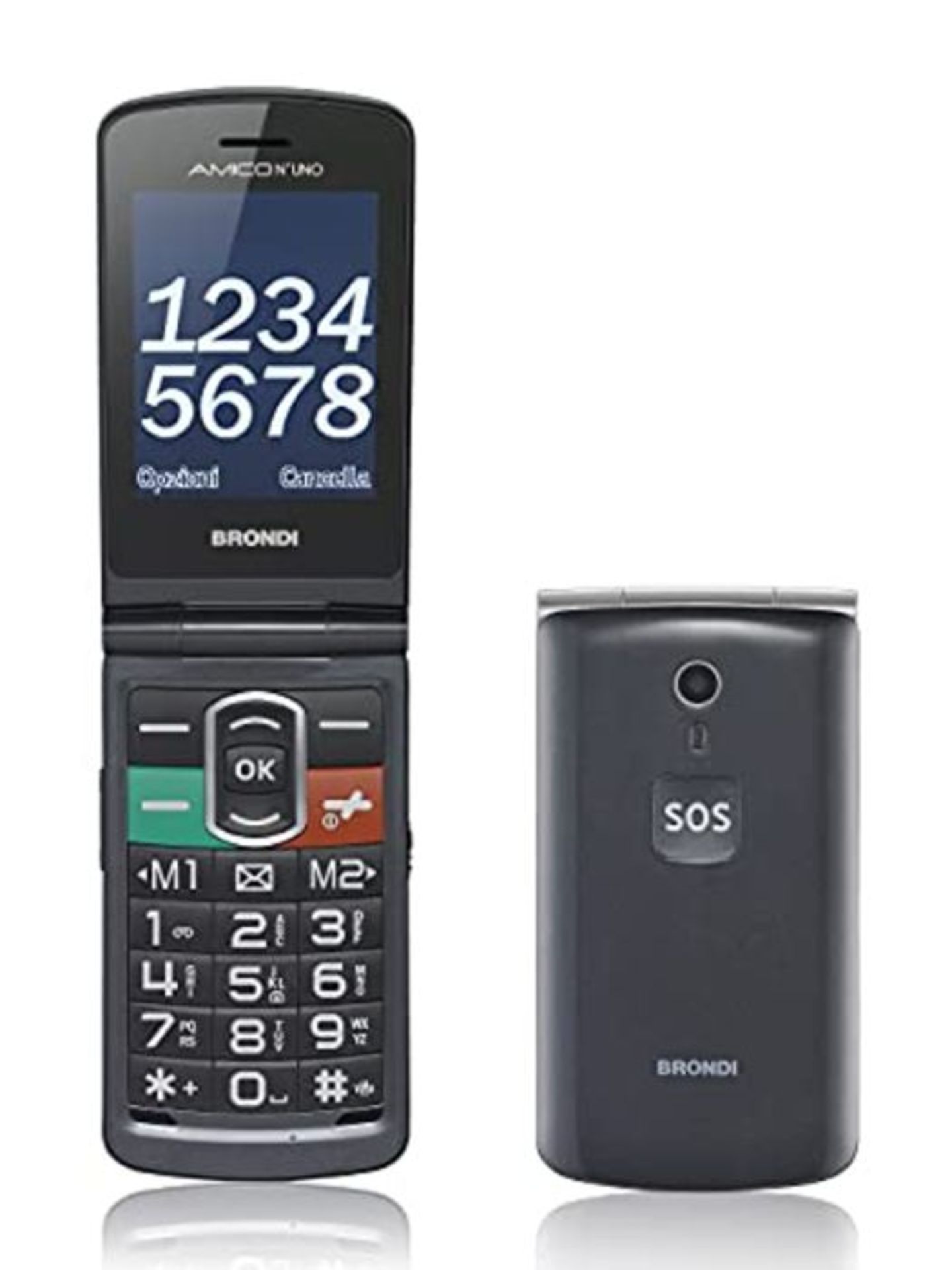 RRP £59.00 Brondi Amico NÂ°Uno, Telefono cellulare GSM per anziani con tasti grandi, tasto SOS