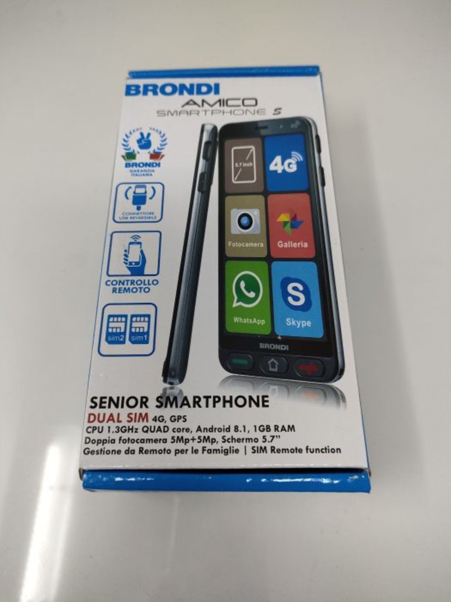 RRP £95.00 Brondi Amico Smartphone S - Smartphone Dual Sim, Nano Sim, Android, Nero, 5.7" - Image 2 of 3