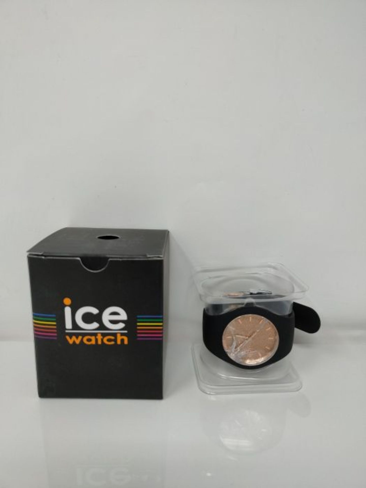 RRP £65.00 [CRACKED] ICE-WATCH - ICE glitter Black Rose-Gold - Schwarze Damenuhr mit Silikonarmba - Image 2 of 3