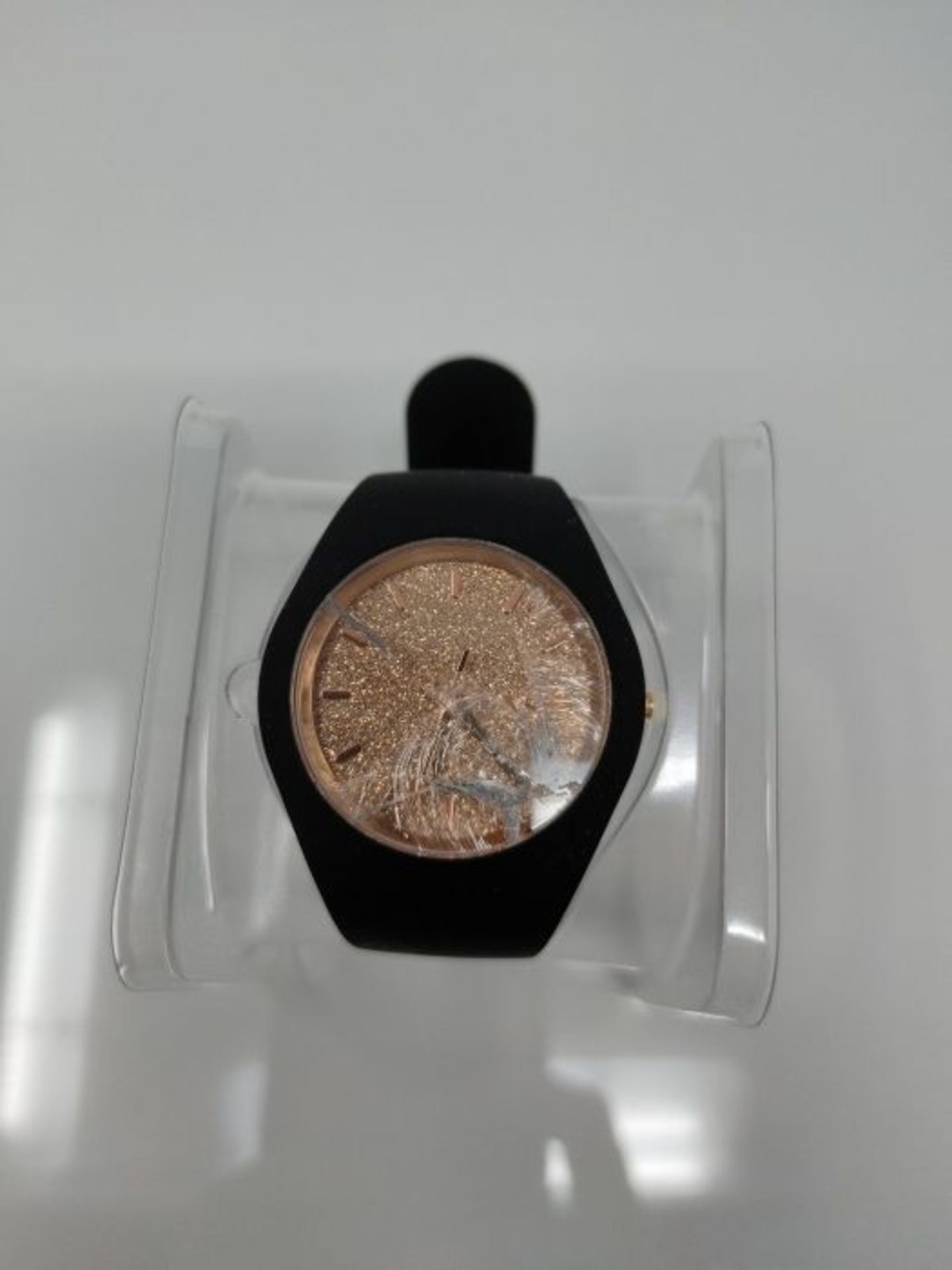 RRP £65.00 [CRACKED] ICE-WATCH - ICE glitter Black Rose-Gold - Schwarze Damenuhr mit Silikonarmba - Image 3 of 3