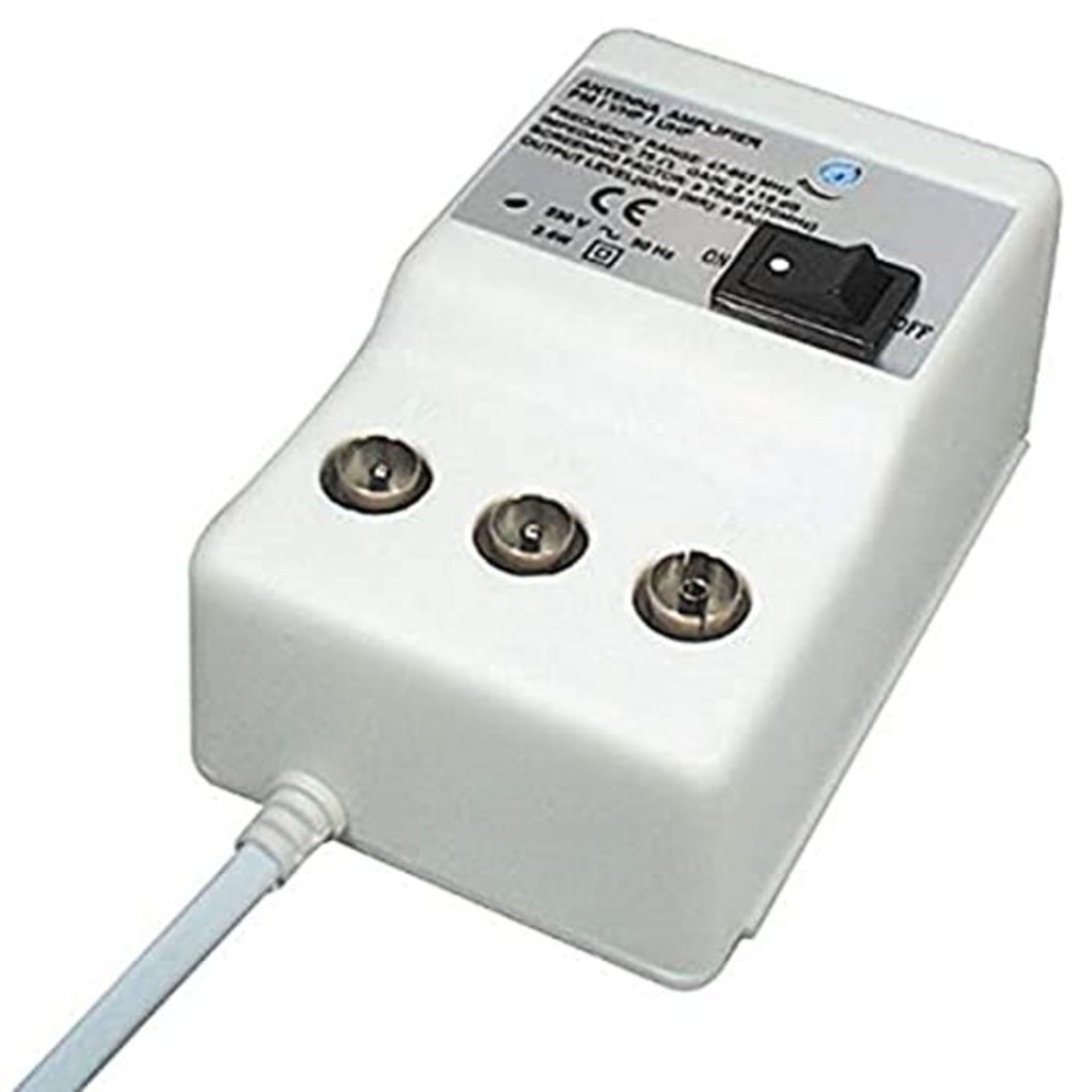 Antenna amplifier for 2 devices, 20dB, adjustable, IEC 2x plug/ 1x socket