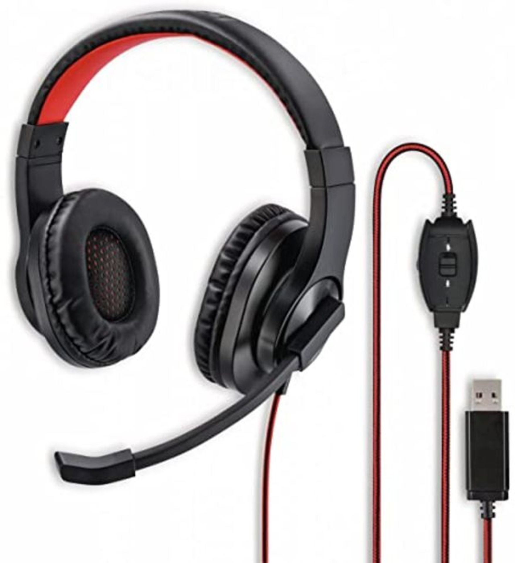 Hama USB Headset, Over Ear Headphones with Microphone (Headset with Volume Control and