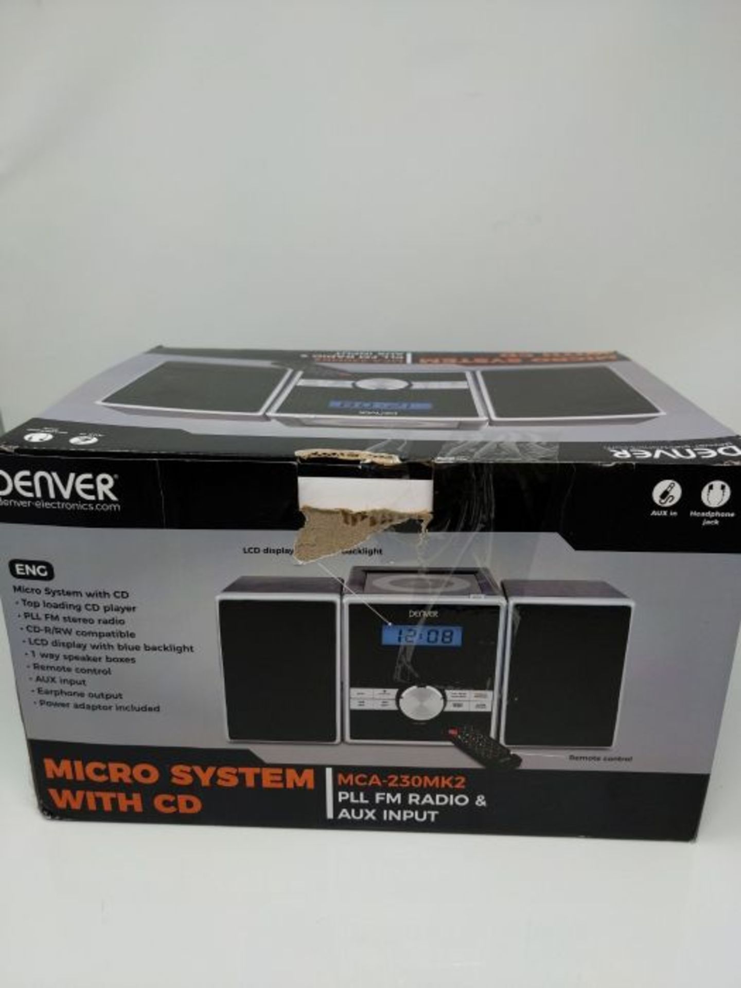 Denver MCA-230 Micro Soundsystem mit PLL-FM Radio, CD-Player und AUX-In, Schwarz/Silbe