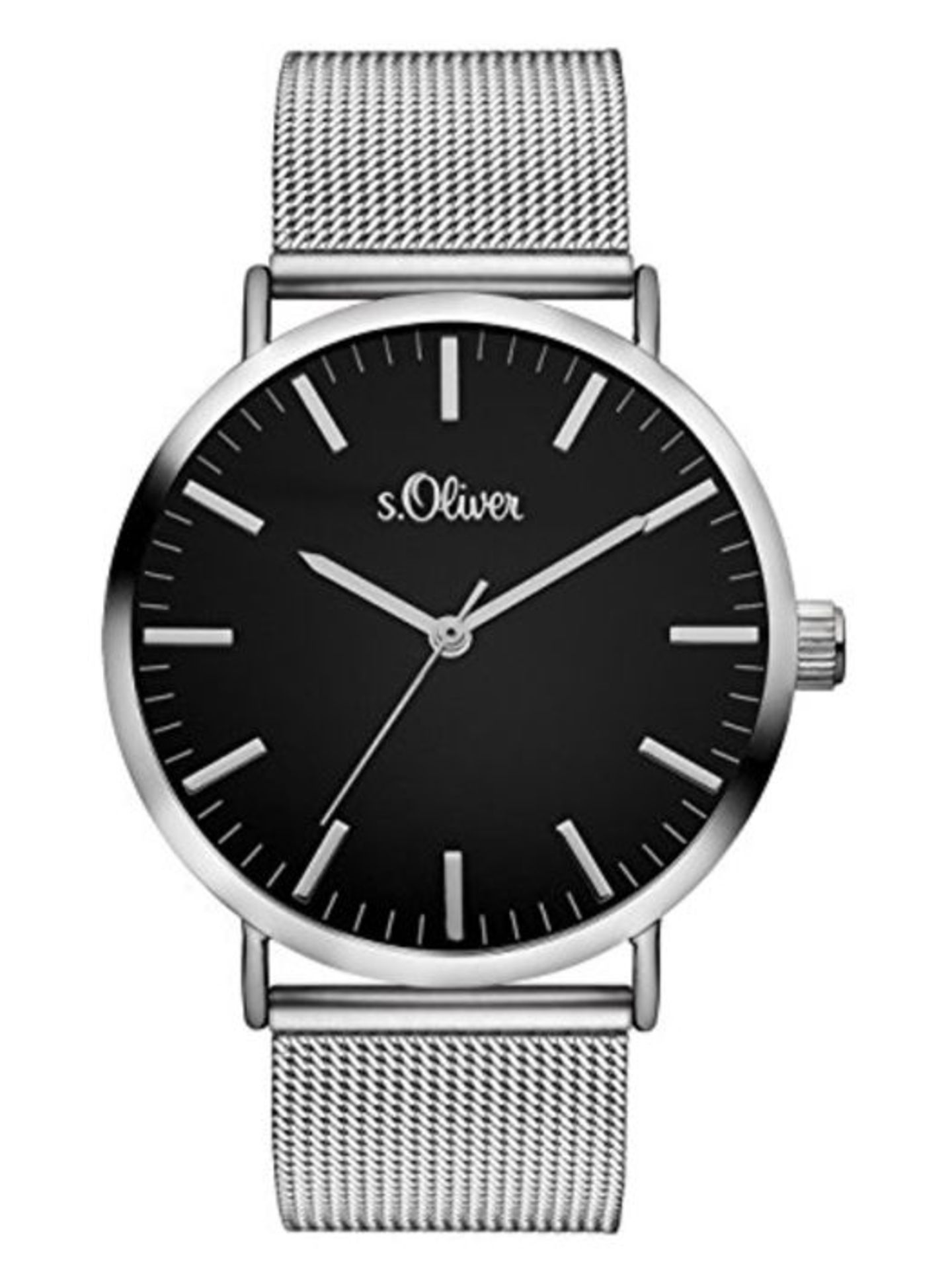 S.Oliver Damen Armbanduhr SO-3325-MQ, Silber-Schwarz