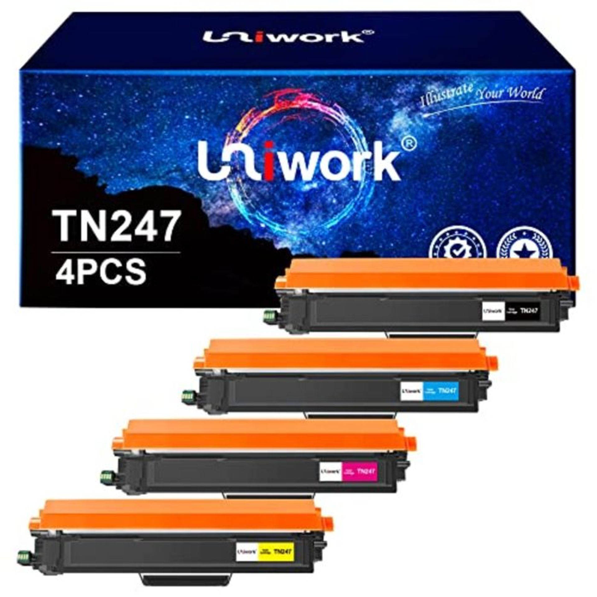 Uniwork Toner Cartridge Replacement for Brother TN247 Compatible with L3210CW L3230CDW