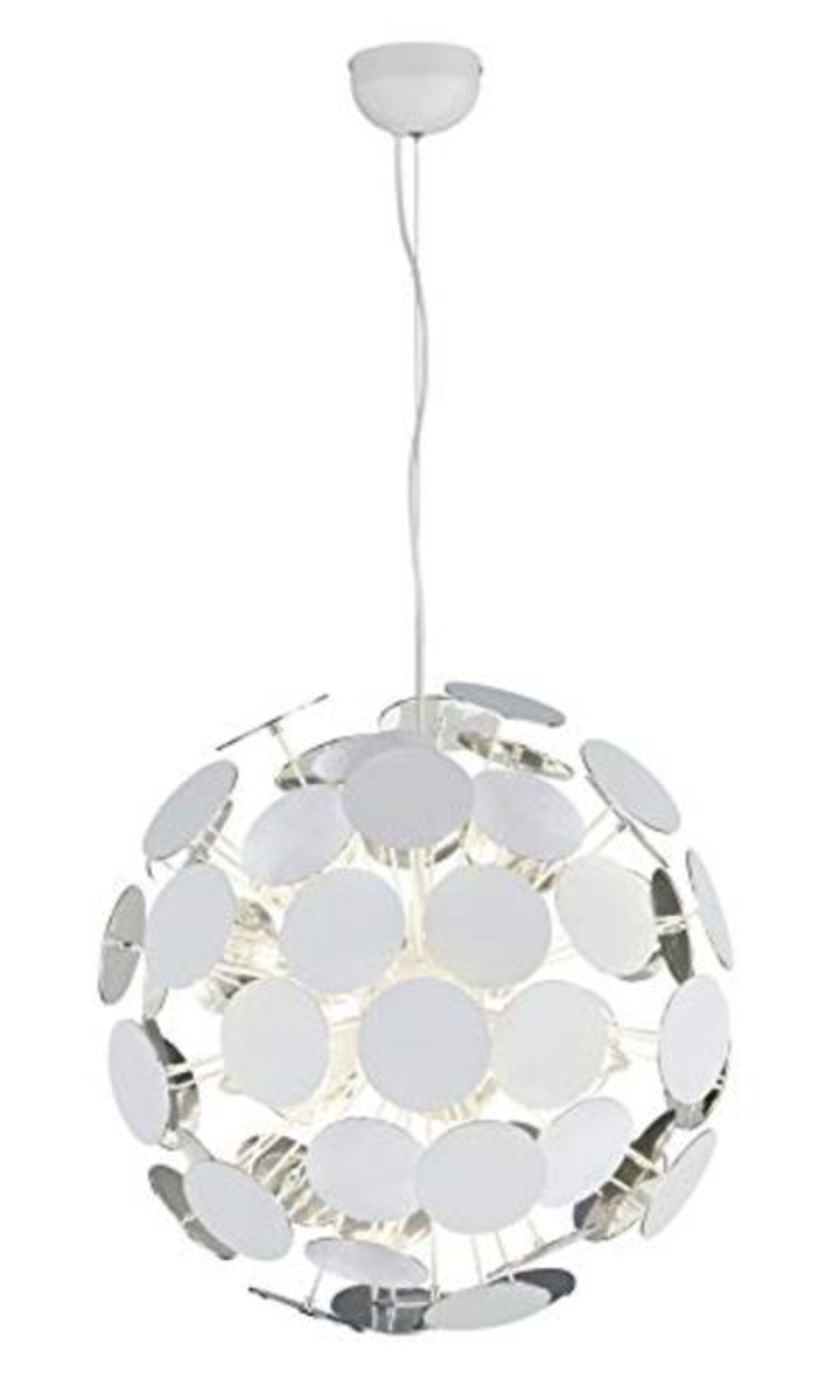 RRP £110.00 Trio Leuchten Discalgo 309900631 Pendant Light Matt White Metal / White / Silver Plast