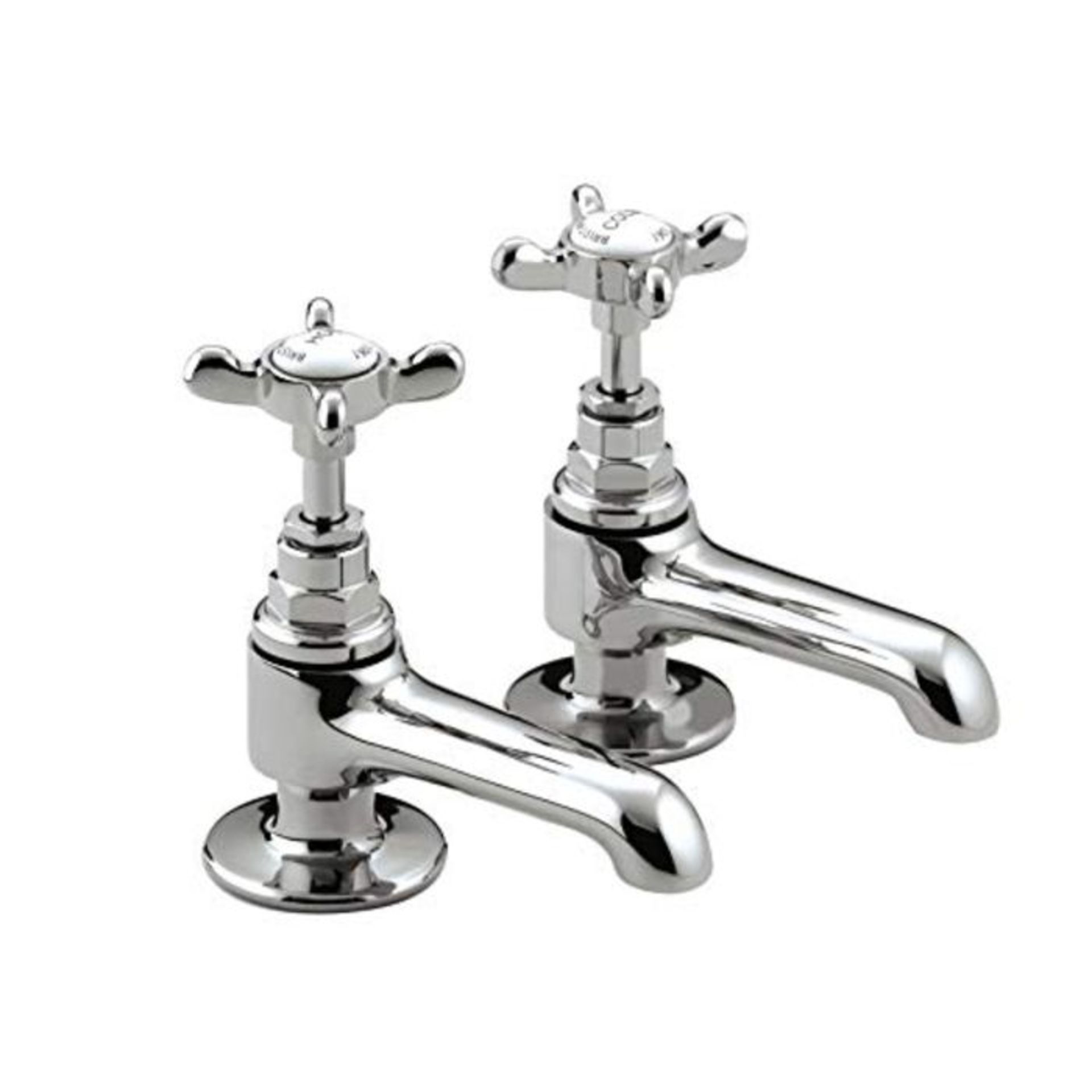 RRP £67.00 [CRACKED] Bristan N 1/2 C CD 1901 Basin Pillar Taps, Chrome