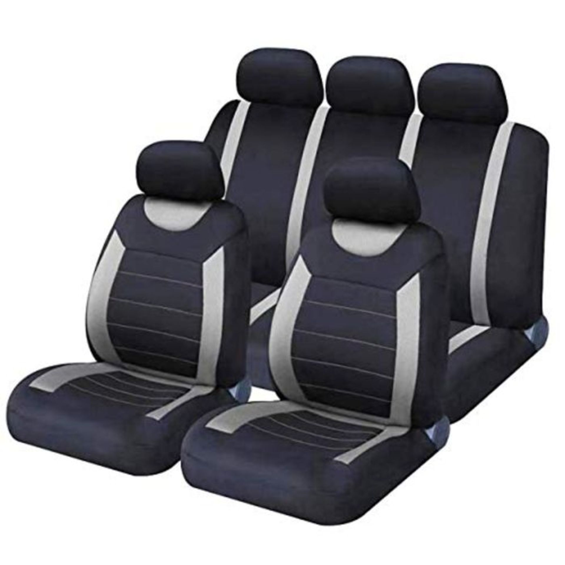 Sakura Car Seat and Headrest Covers Carnaby Grey SS5398 - Full Set Universal Size Elas