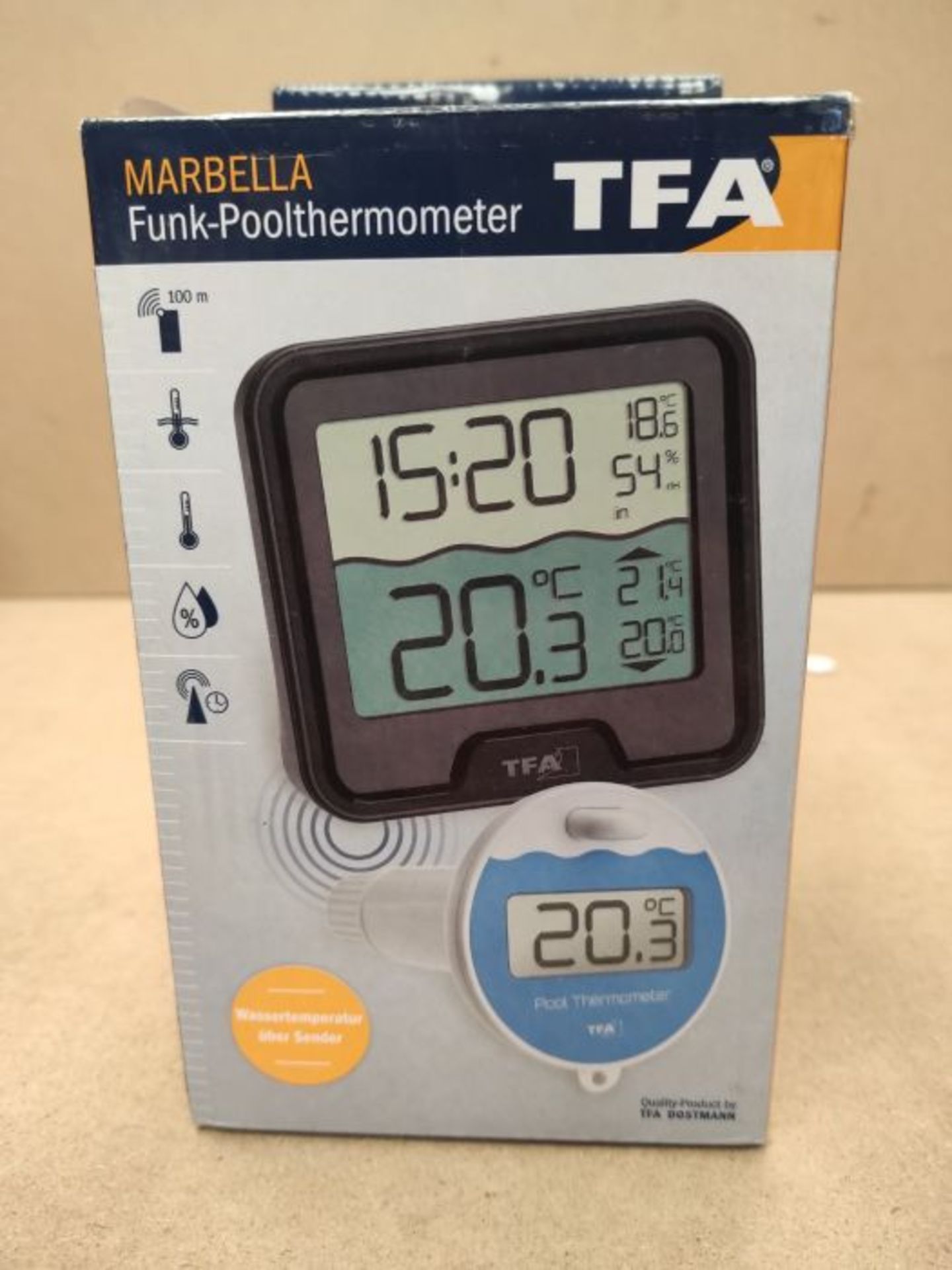 TFA Dostmann Marbella Wireless Pool Thermometer, Black, L110 x W110 x H210 mm - Image 2 of 3