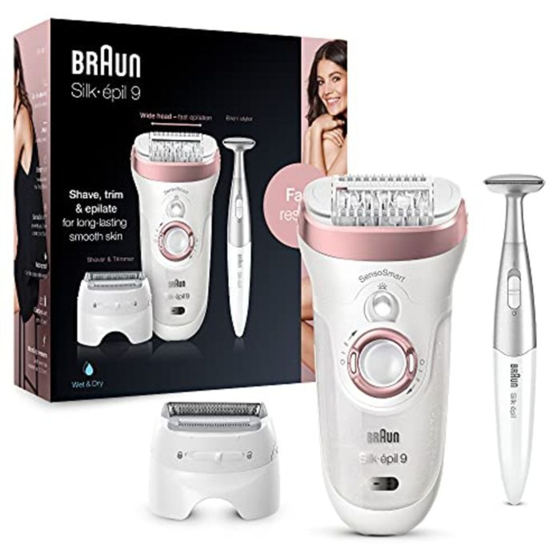 RRP £120.00 Braun Silk-épil 9-890, epilator for long-lasting hair removal, cordless wet & dry epi