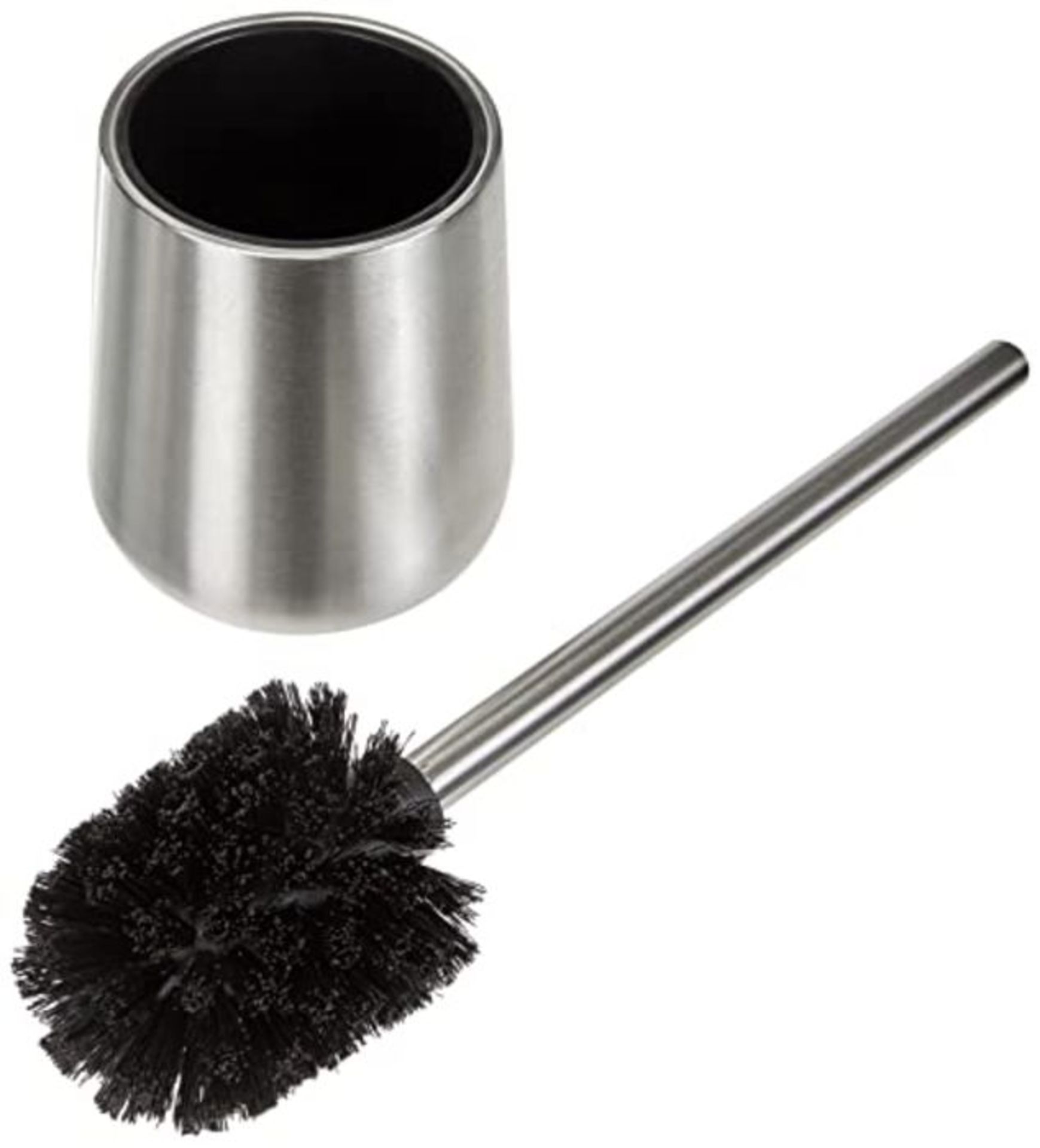 WENKO Solid-Toilet Brush Holder, Closed Shape, Stainless steel, Silver matt, 11 x 11 x
