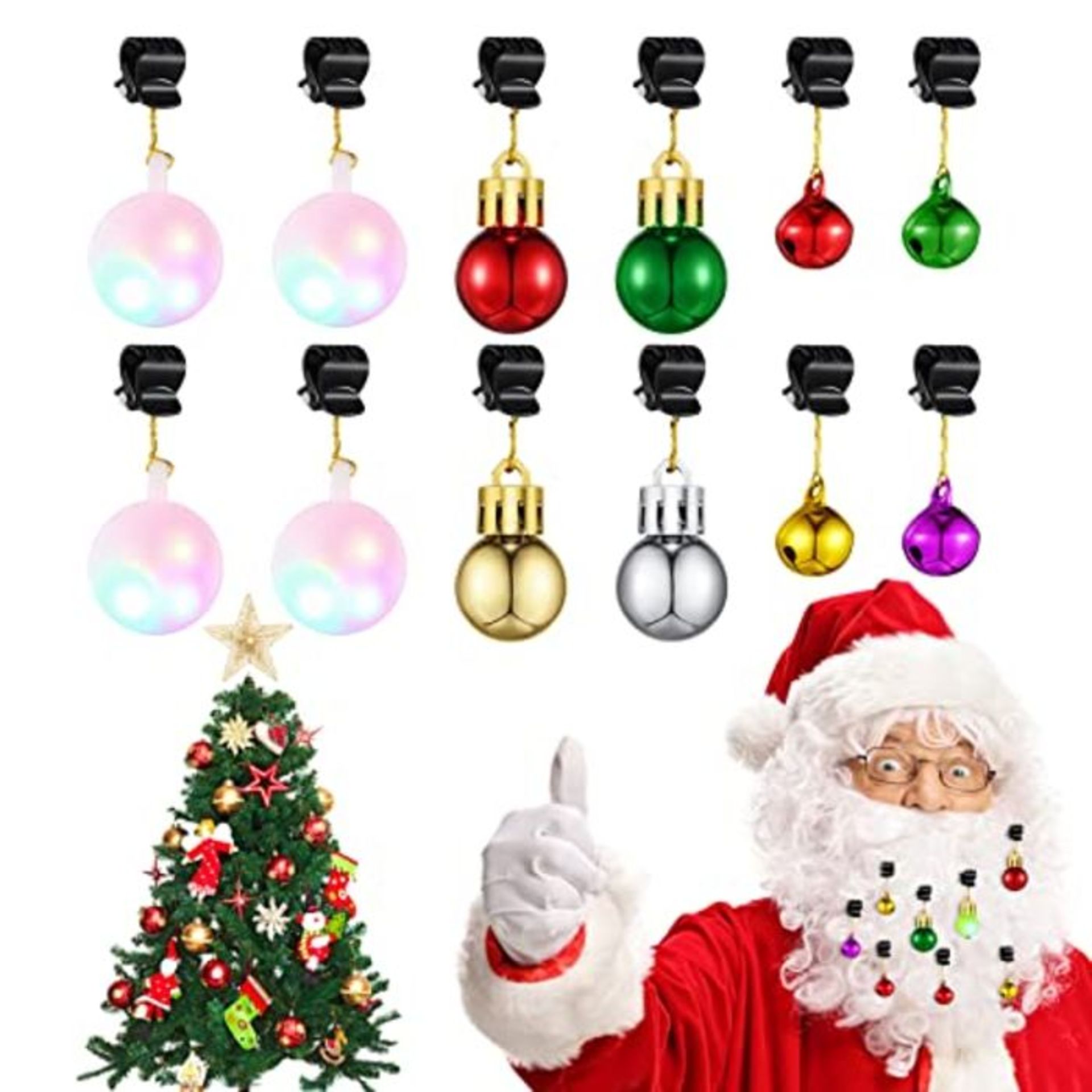Christmas Light Beard Ornaments Set Lights Beard Bauble Ornaments Beard Ball Decor Col
