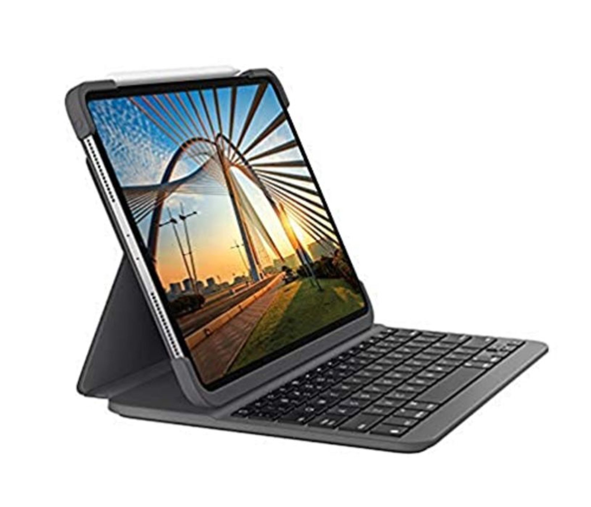 RRP £91.00 Logitech SLIM FOLIO PRO mit Hintergrundbeleuchtung, Bluetooth-Tastatur-Case, f??r iP