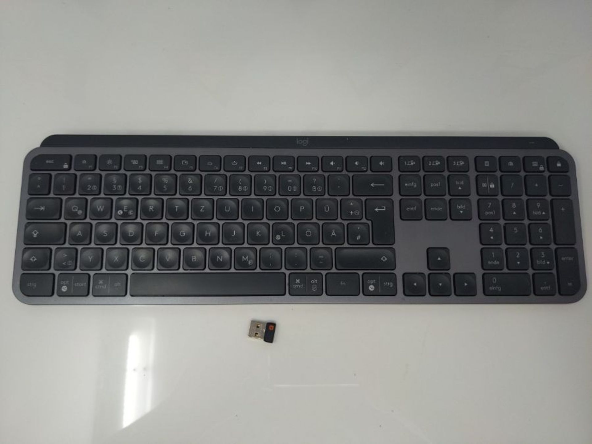 RRP £79.00 Logitech MX Keys Advanced Illuminated Wireless Keyboard, QWERTZ German Layout - Graphi - Image 3 of 3