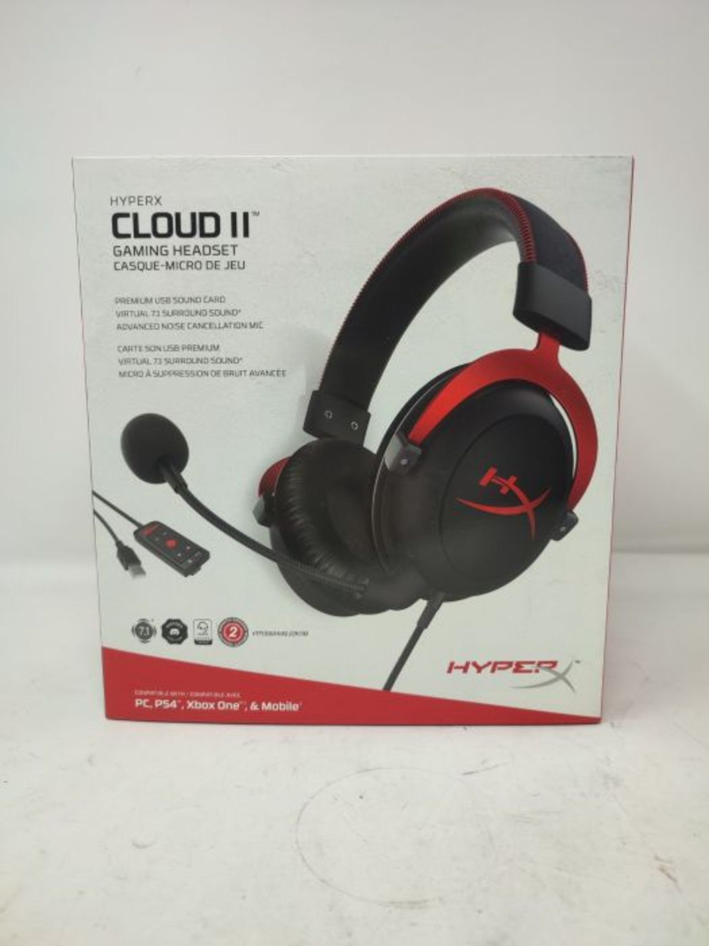 RRP £79.00 HyperX Cloud II 7.1 Virtual Surround Sound Gaming Headset with Advanced USB Audio Cont - Image 2 of 3