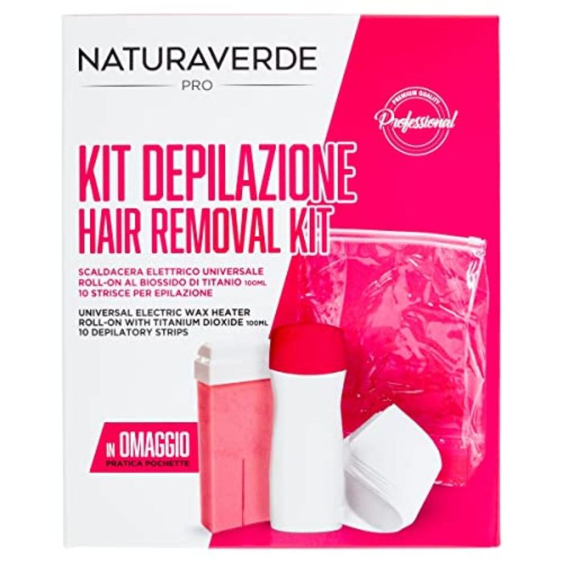 Naturaverde Hair Removal Set: Wax Machine, 25 Watt, Wax Cartridges 100 ml, 10 Non-Wove