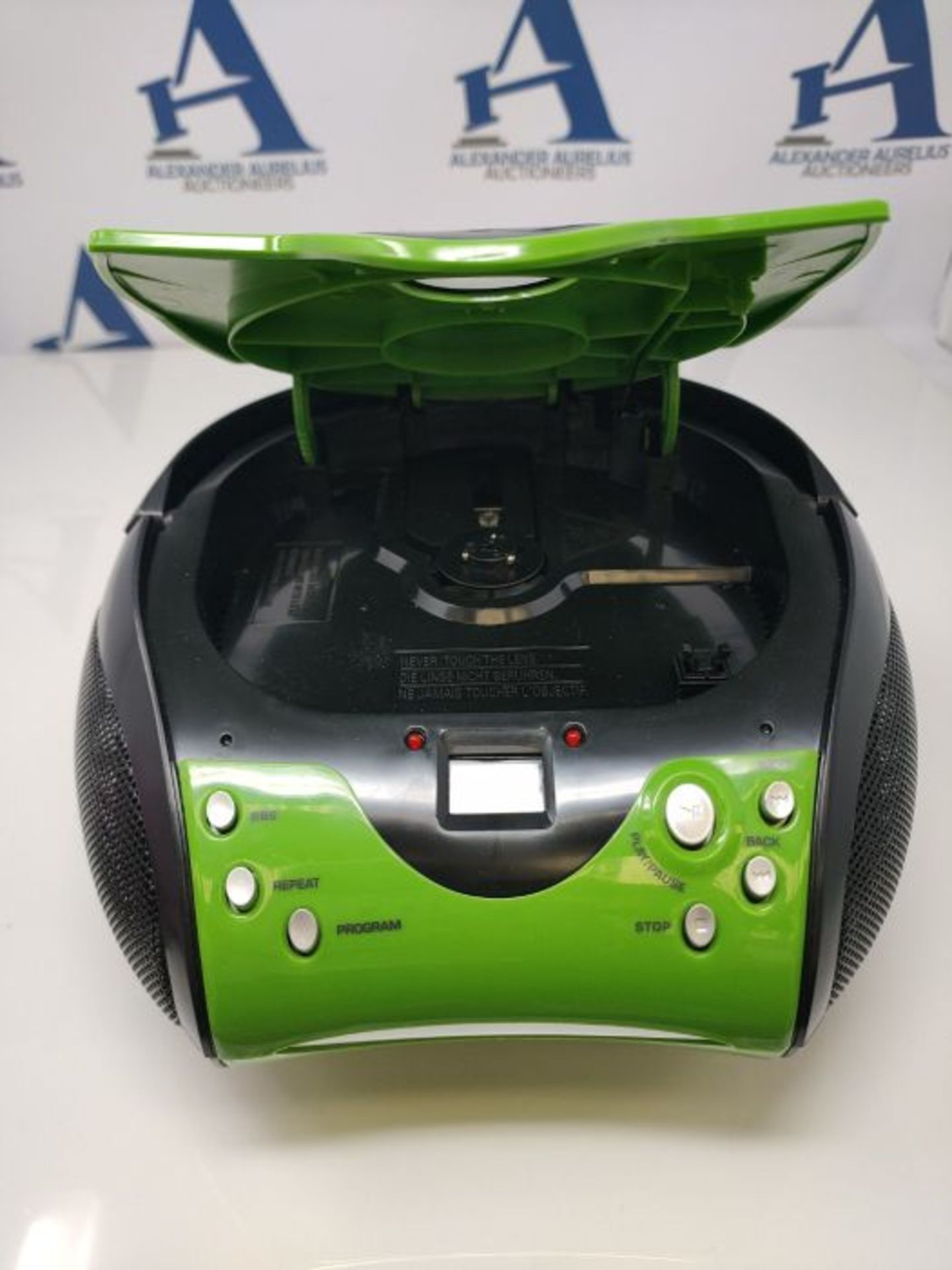 RRP £56.00 Lenco SCD-24 Portable Stereo Boombox with CD Player & FM Radio  Green/Black - Image 3 of 3