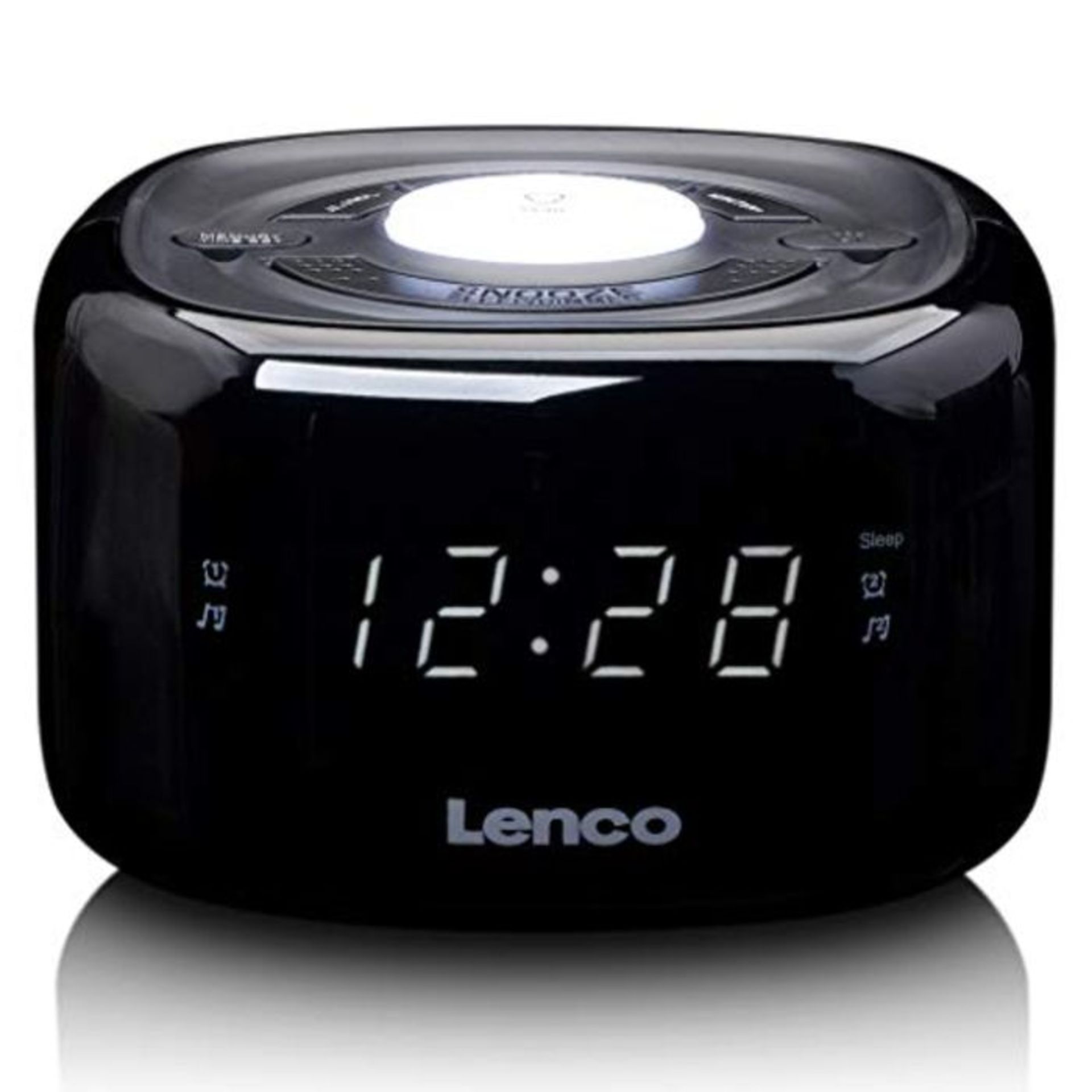 Lenco CR-12 Uhrenradio - Wecker mit Nachtlicht-Funktion - Easy Snooze - Sleep-Timer -